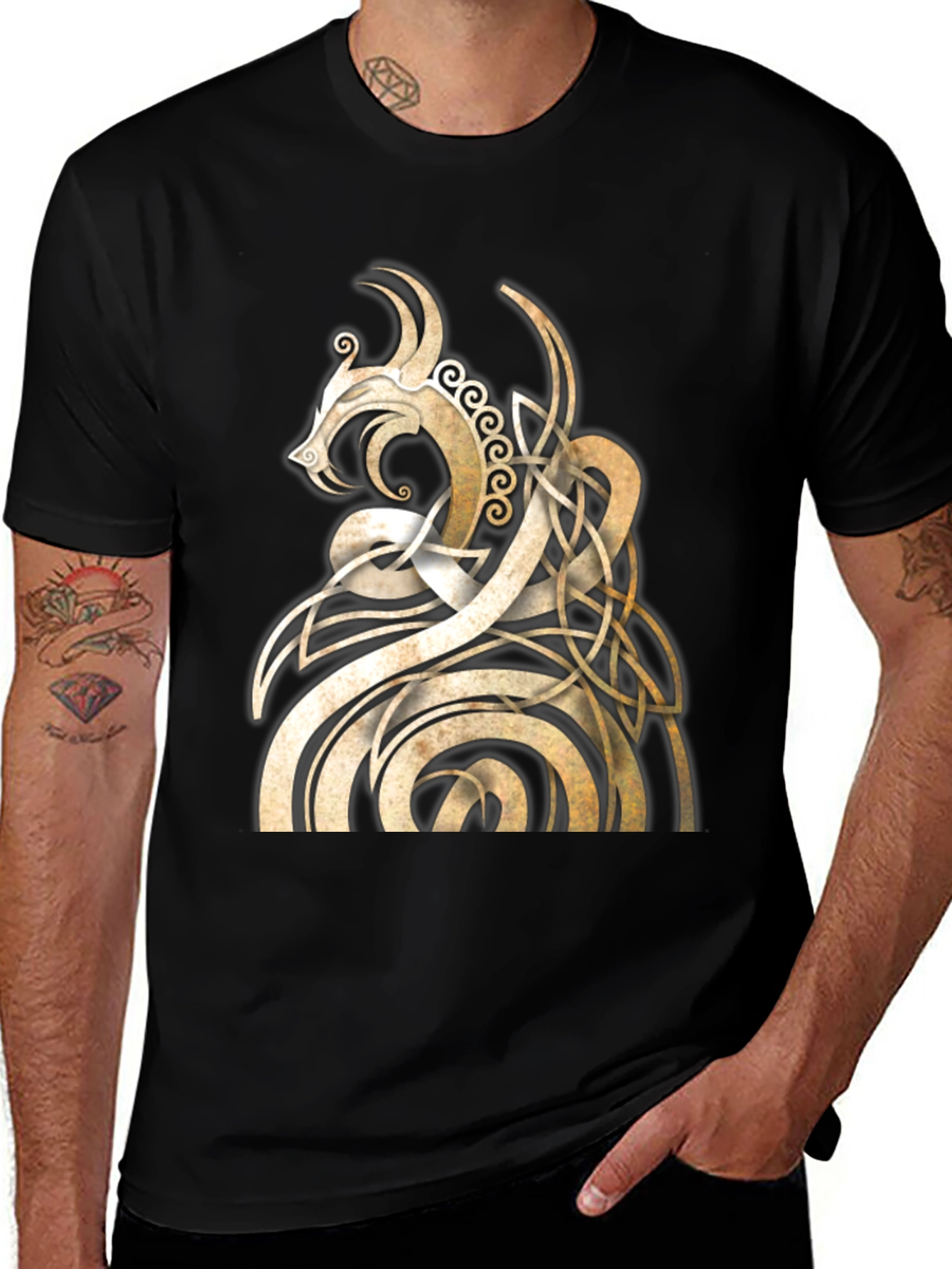 Celtic Dragon Knot T-Shirt - Black