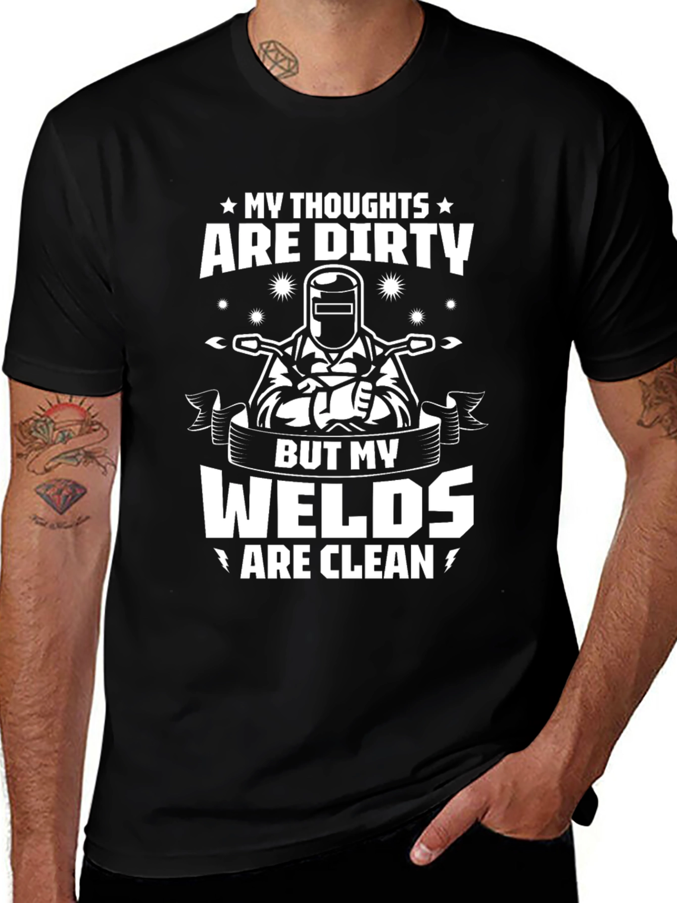 Variant 14 of Dirty Thoughts Clean Welds Funny Welder T-Shirt