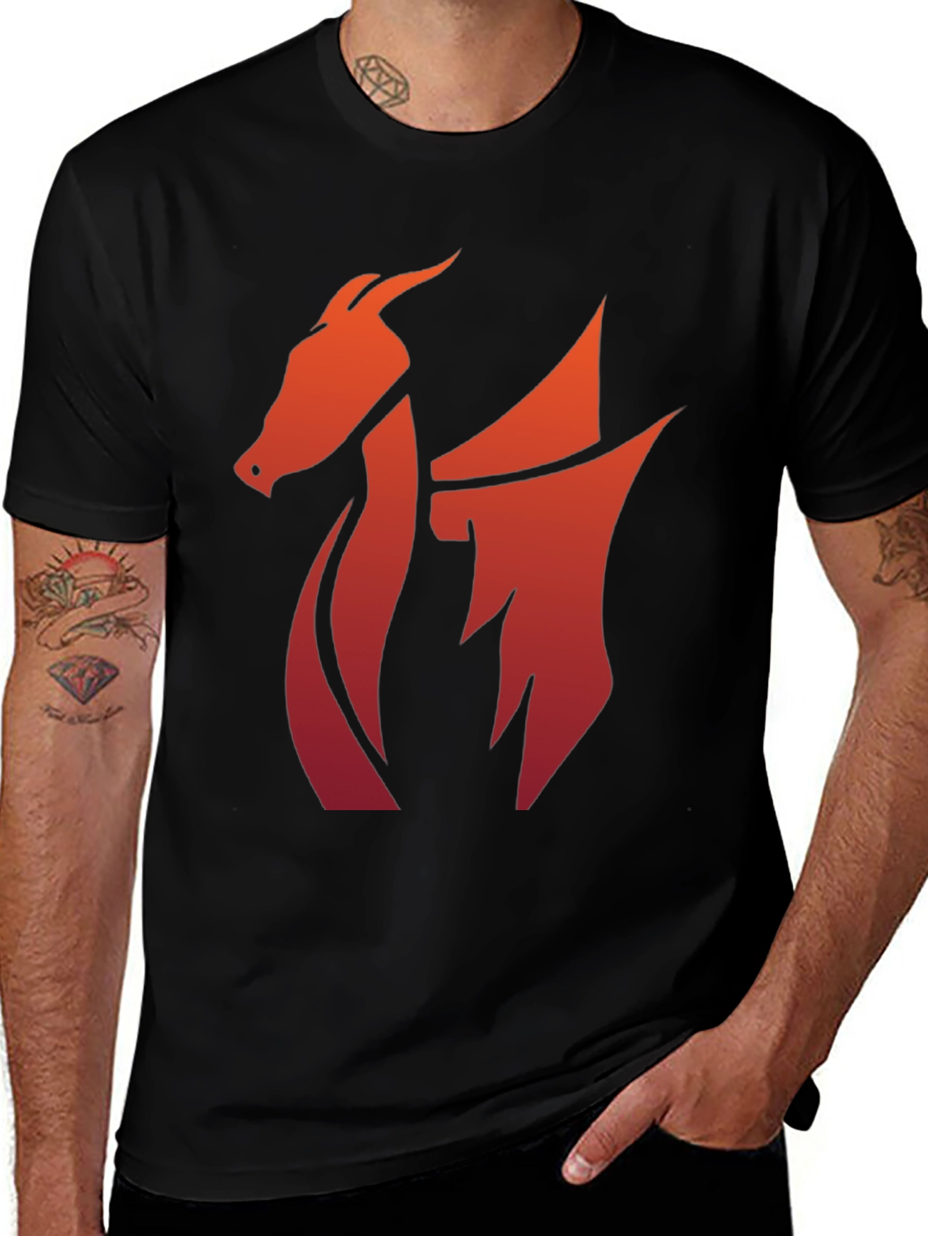 Variant 16 of Bold Dragon Graphic Tee - Black