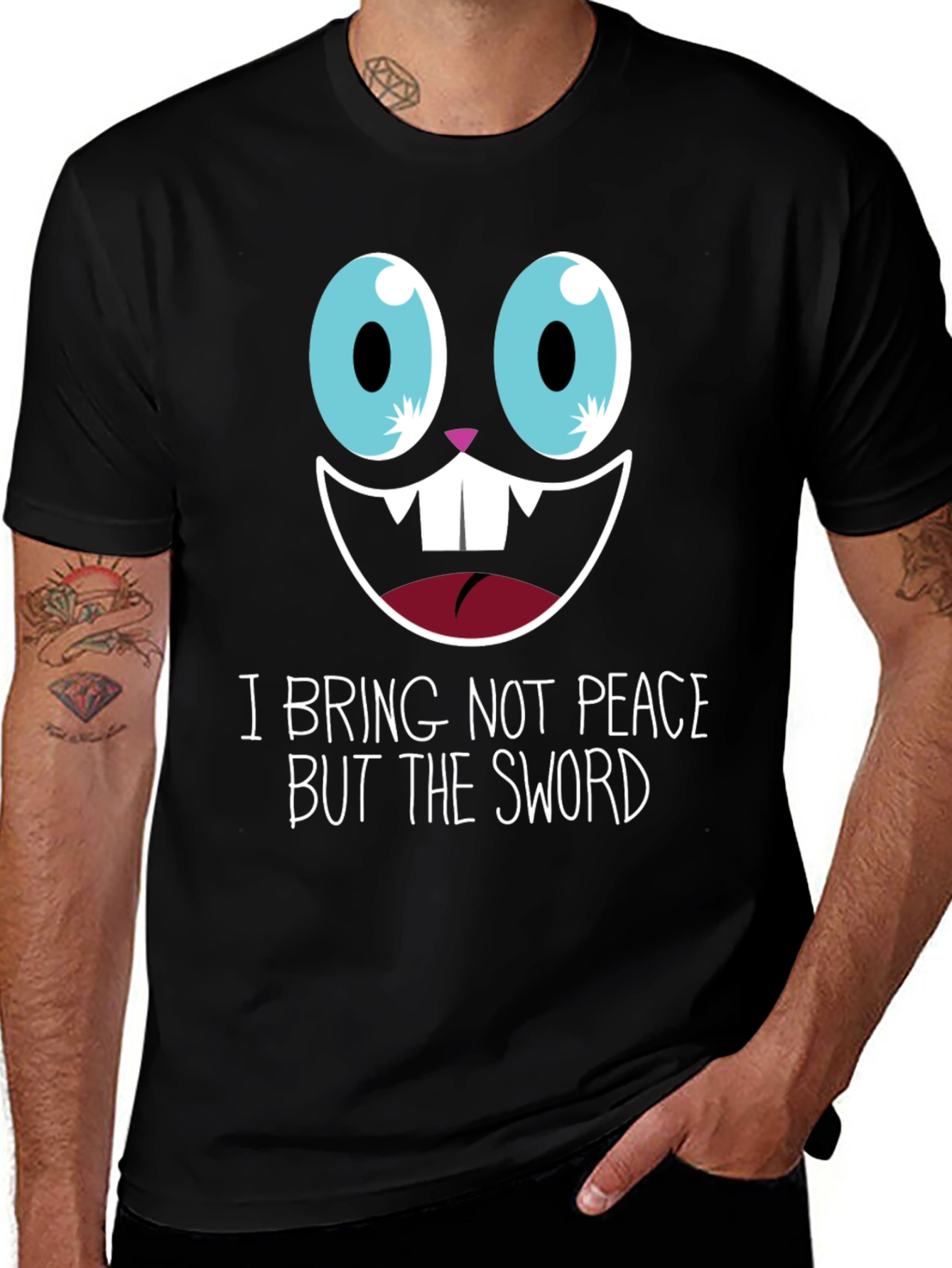 Variant 27 of Funny Graphic Tee - "I Bring Not Peace But The Sword"