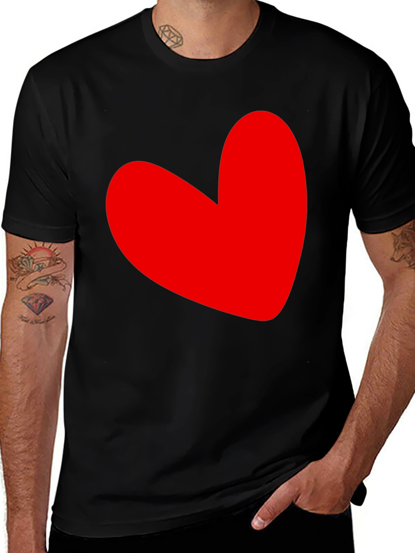 Variant 20 of Red Heart Graphic Black T-Shirt