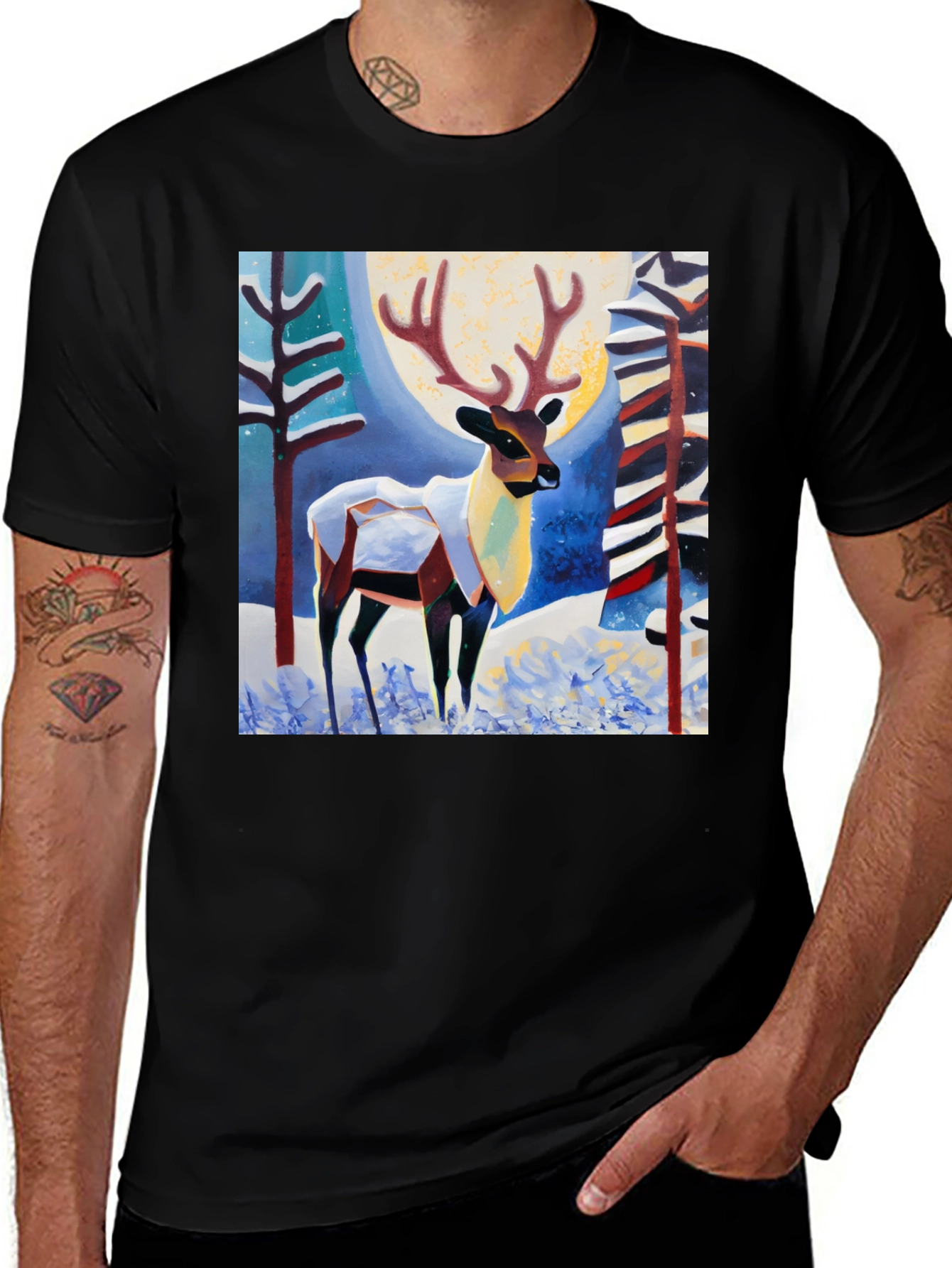 Variant 5 of Whimsical Reindeer Graphic Tee
