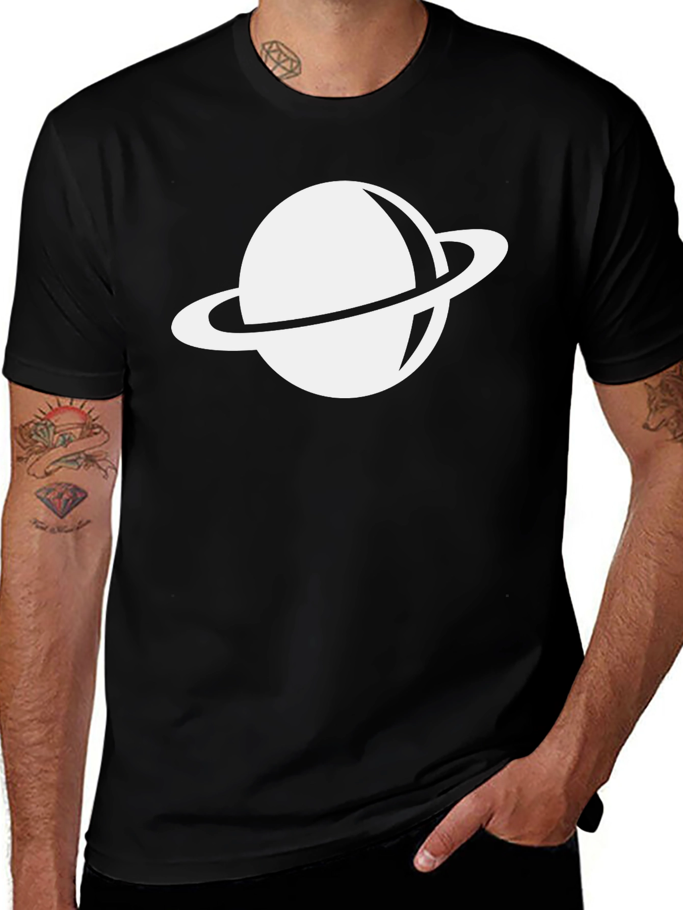 Variant 21 of Saturn Graphic T-Shirt - Black, Stylish Space Tee