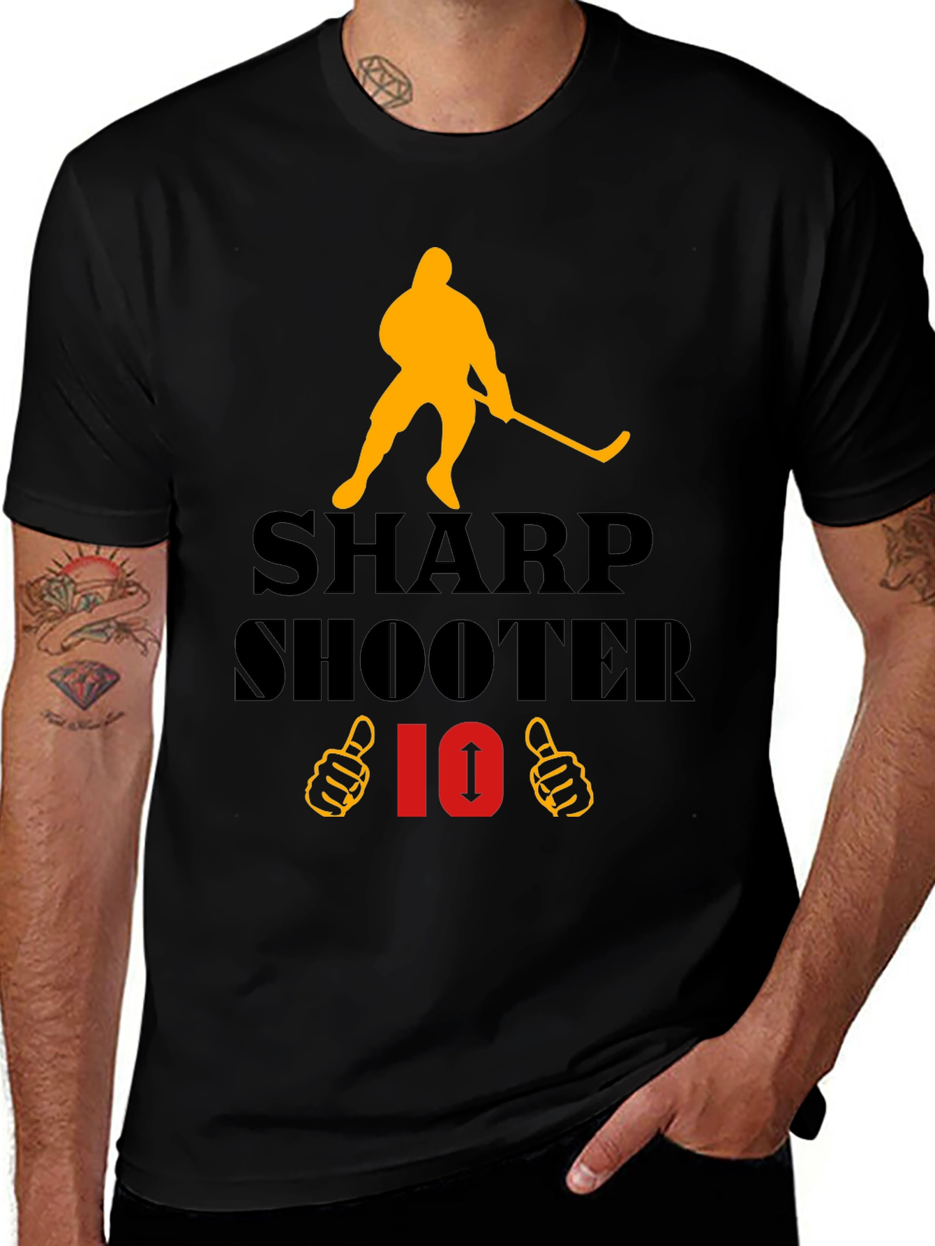 Variant 16 of Sharp Shooter Hockey T-Shirt - Black