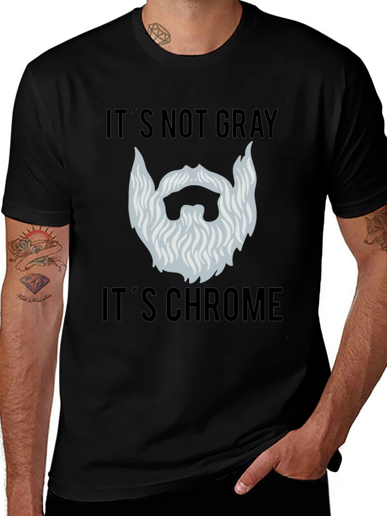 Variant 30 of It's Not Gray It's Chrome Men's Black T-Shirt