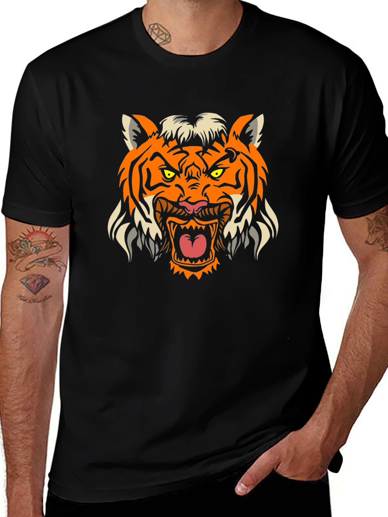 Variant 20 of Men's Black Tiger Graphic Tee