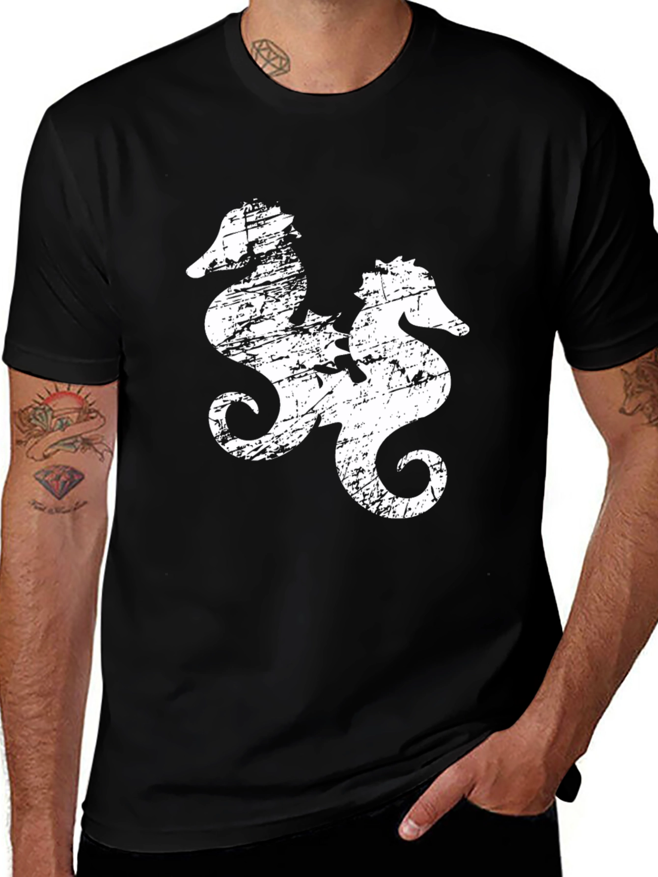 Variant 24 of Distressed Seahorse Graphic Tee