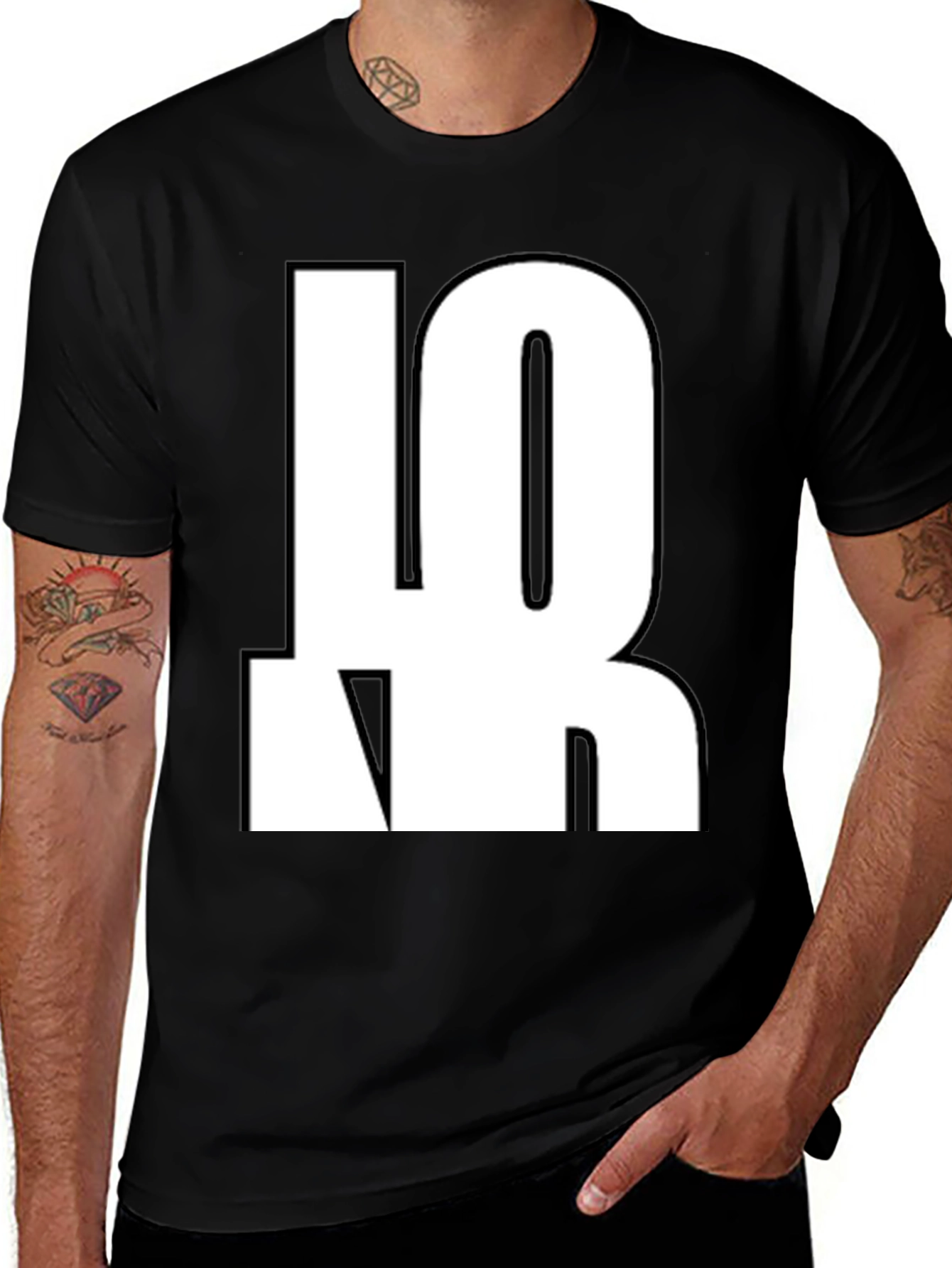 Variant 3 of Bold Graphic Tee - Black with White 'LQ' Design