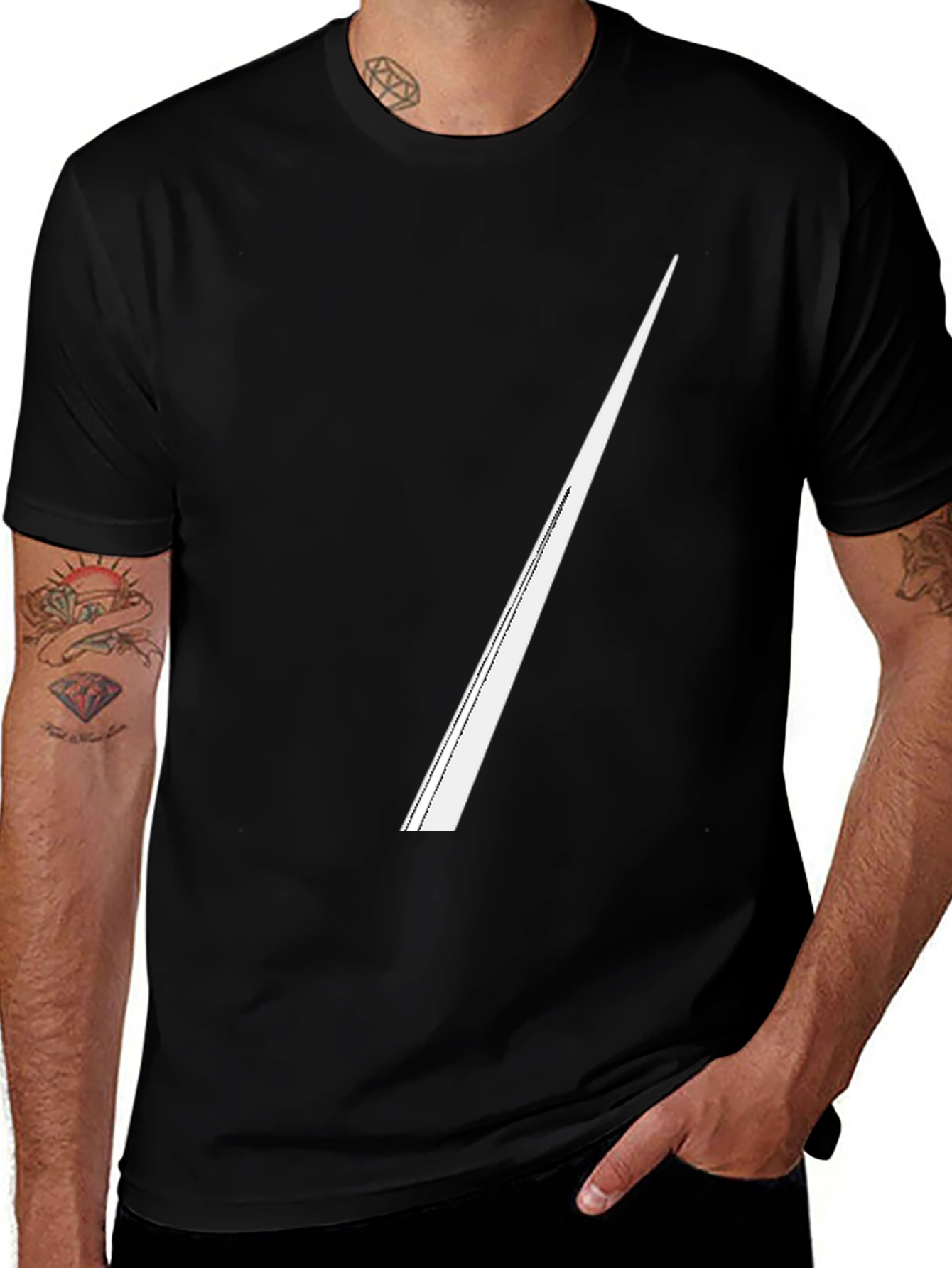 Variant 7 of Modern Line Graphic Tee - Black Cotton Blend