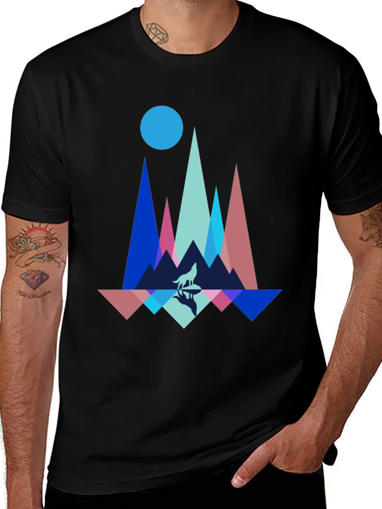 Variant 29 of Geometric Wolf Graphic Tee
