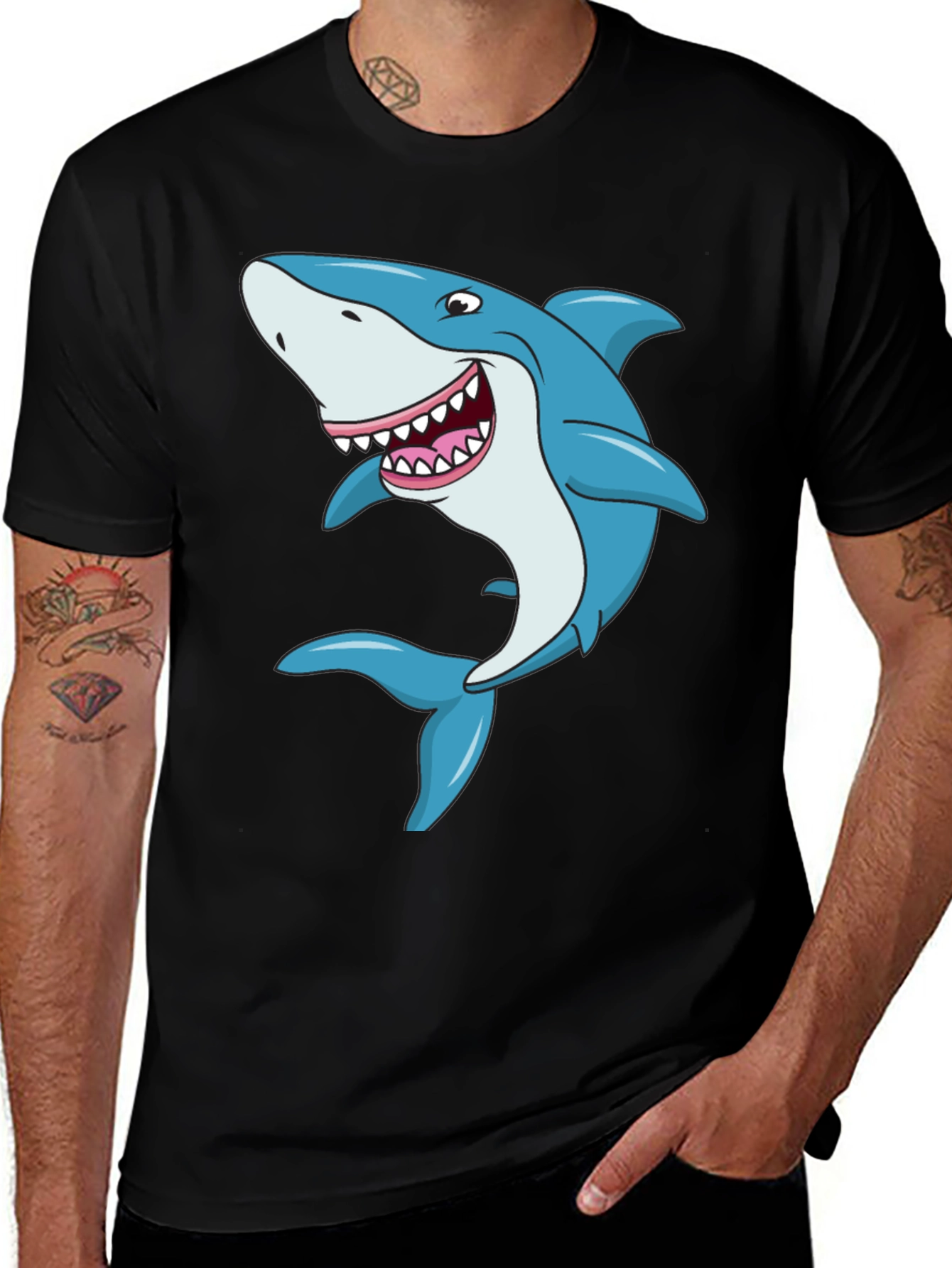 Variant 17 of Cartoon Shark Black T-Shirt 