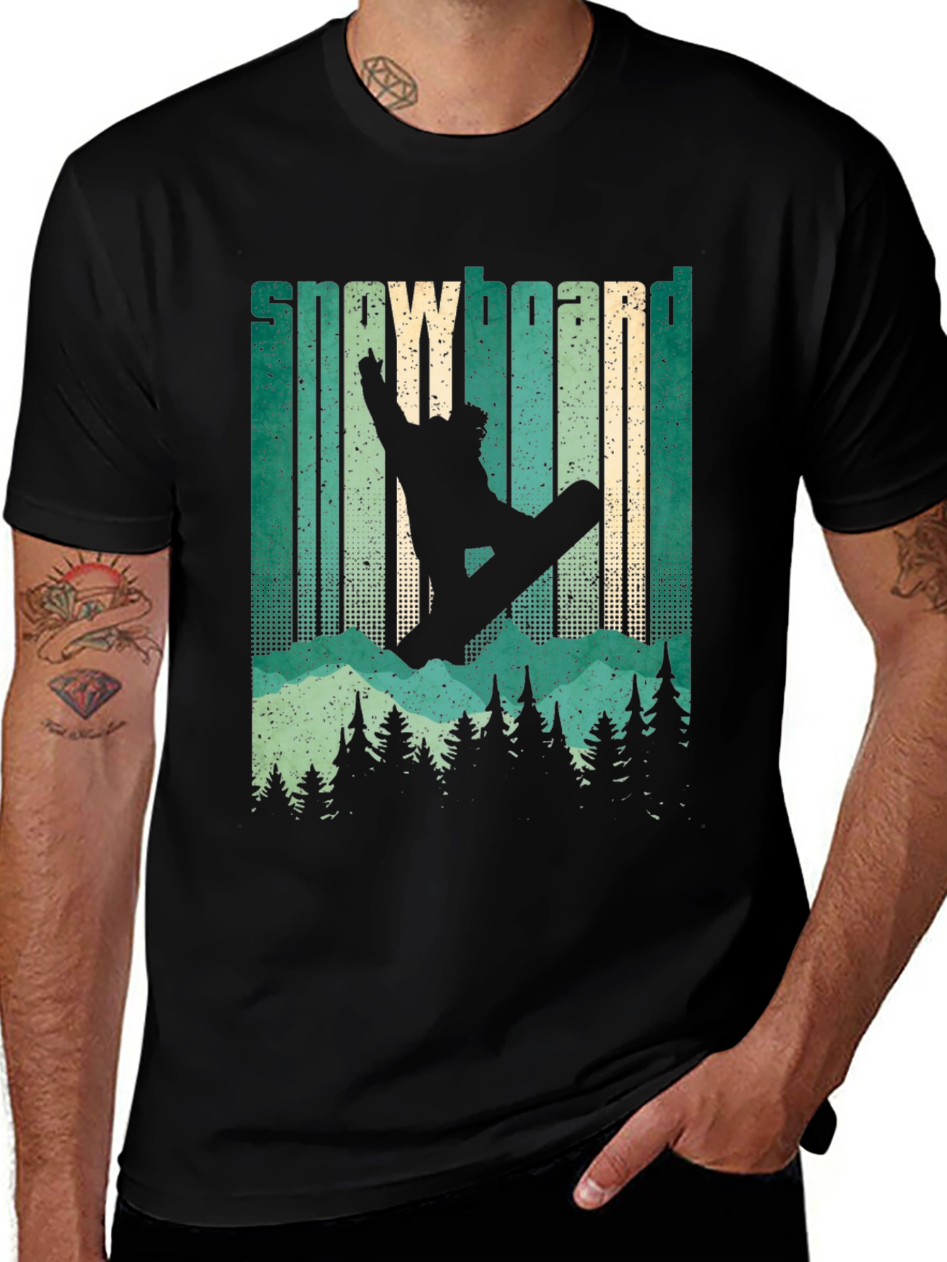 Variant 7 of Snowboarder Silhouette Graphic T-Shirt
