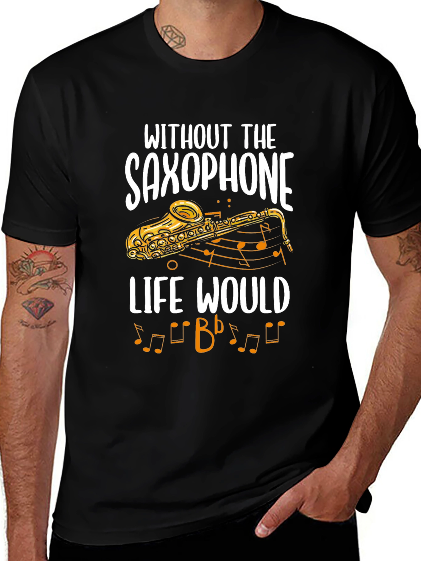 Variant 25 of Saxophone Lover T-Shirt: Life Would Bb Funny Music Tee