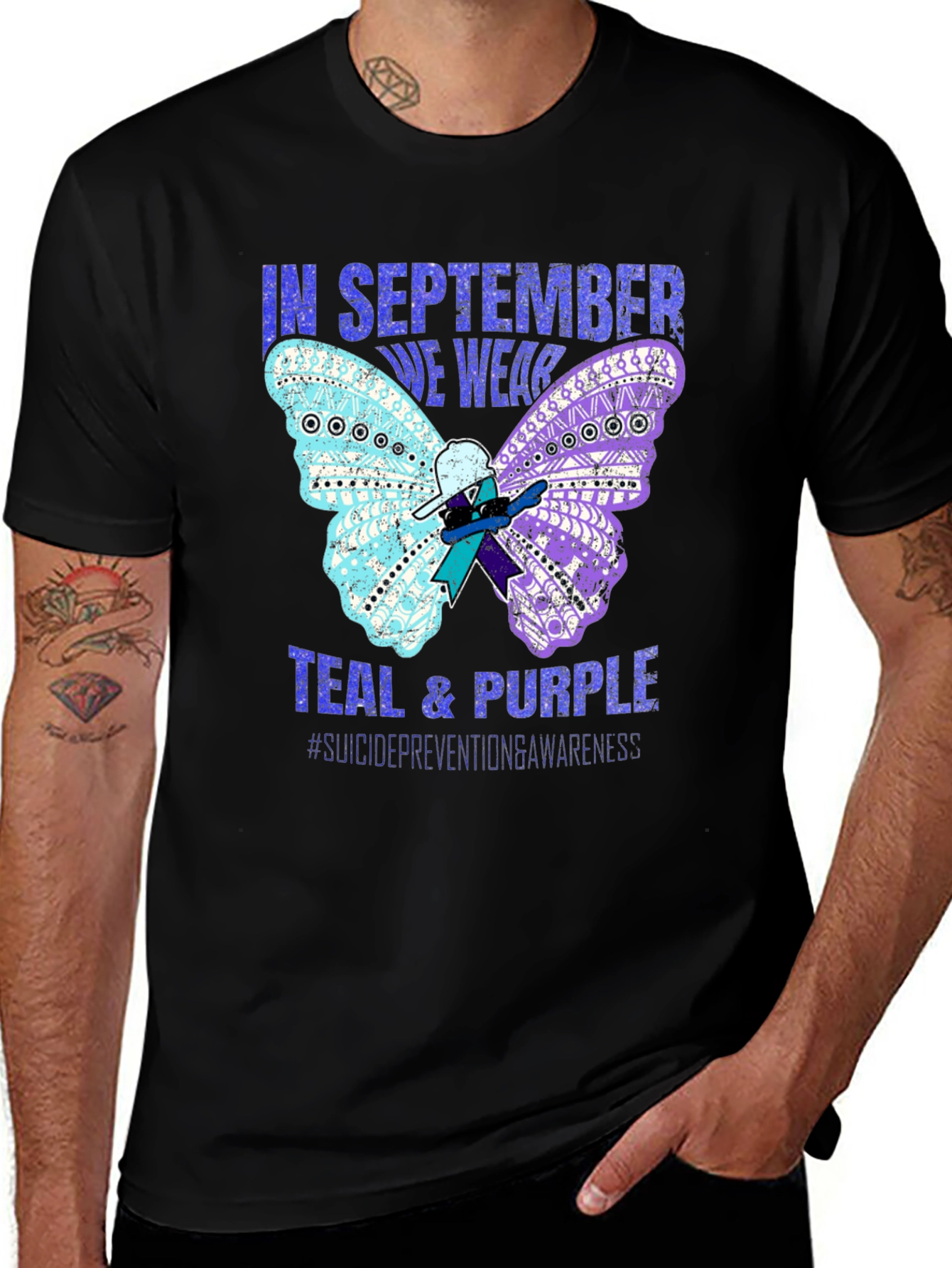 Variant 18 of Teal & Purple Suicide Awareness Butterfly T-Shirt