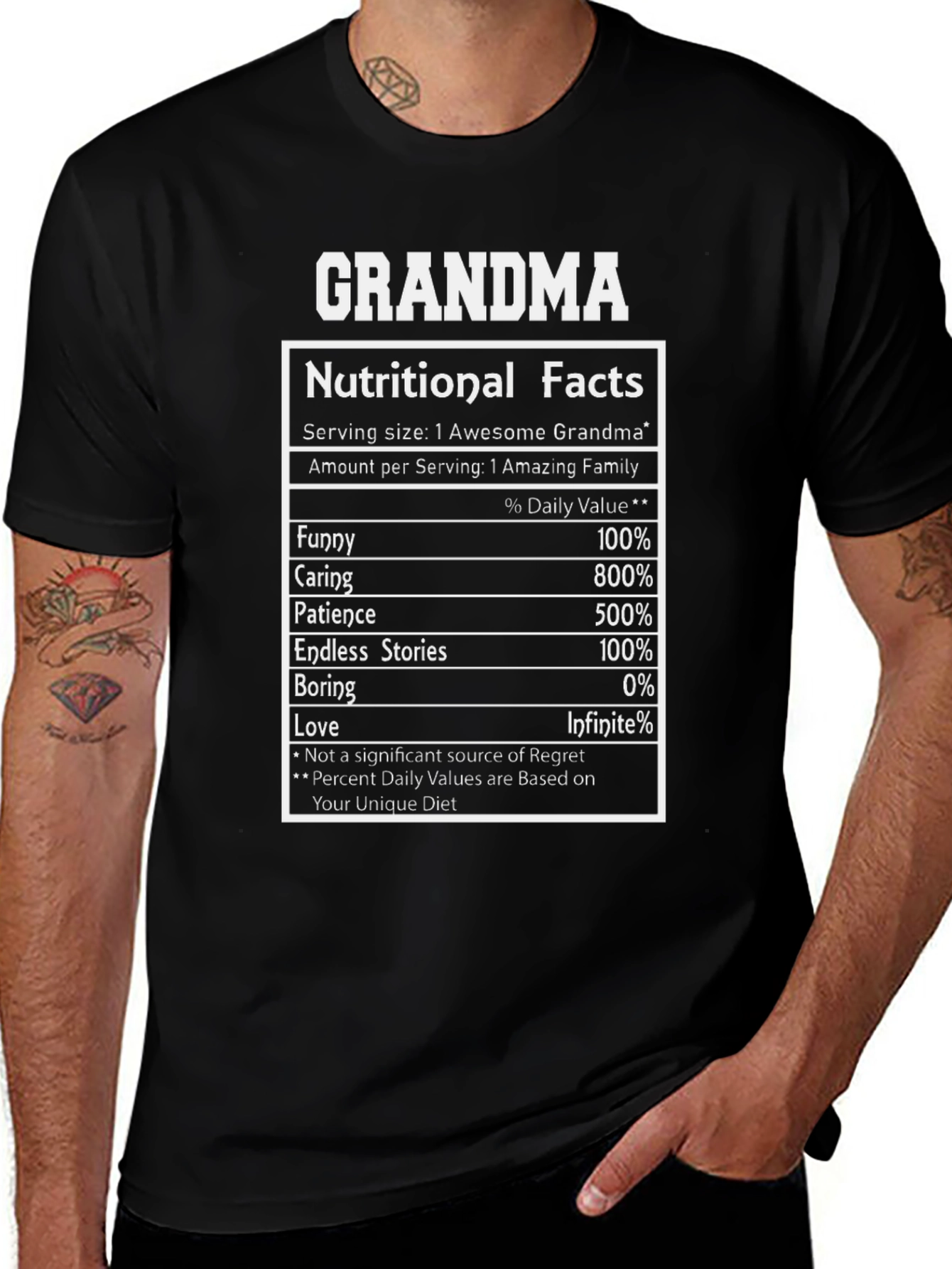 Grandma Nutritional Facts Funny T-Shirt