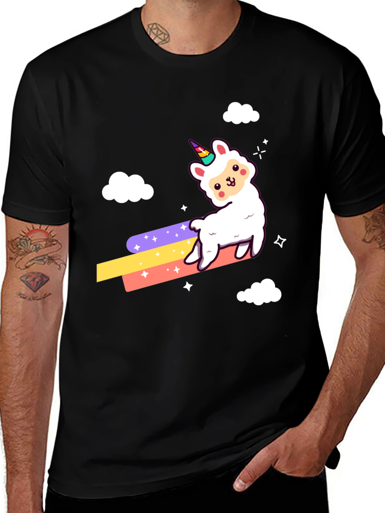 Variant 16 of Llama Unicorn Rainbow T-Shirt