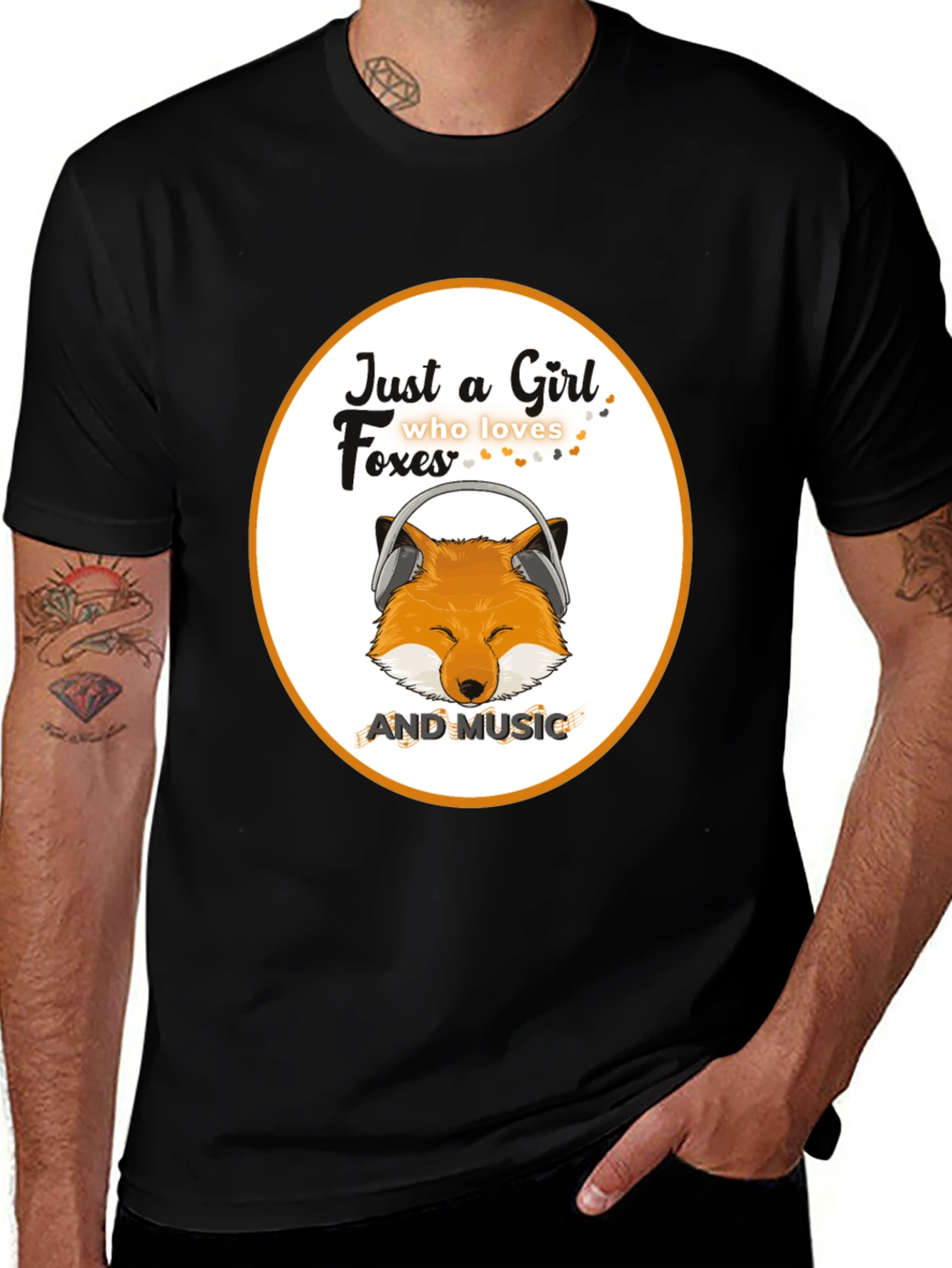 Variant 9 of Just A Girl Who Loves Foxes and Music T-Shirt
