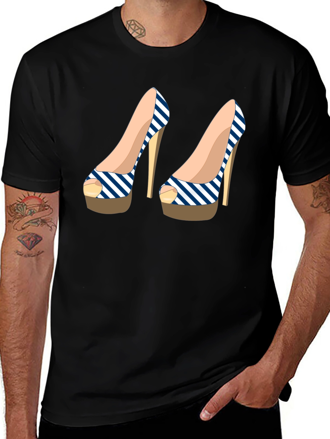 Variant 22 of Stylish Heel Print Black T-Shirt for Fashionistas