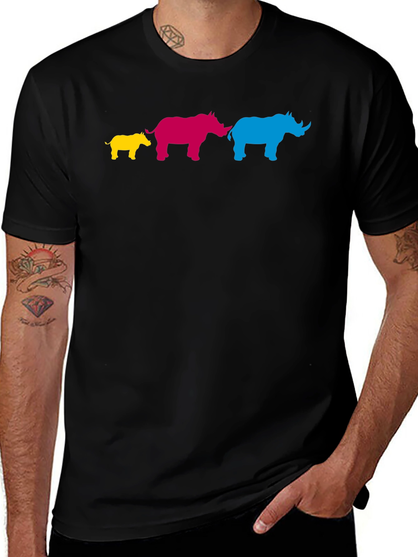 Variant 25 of Colorful Rhino Family T-Shirt