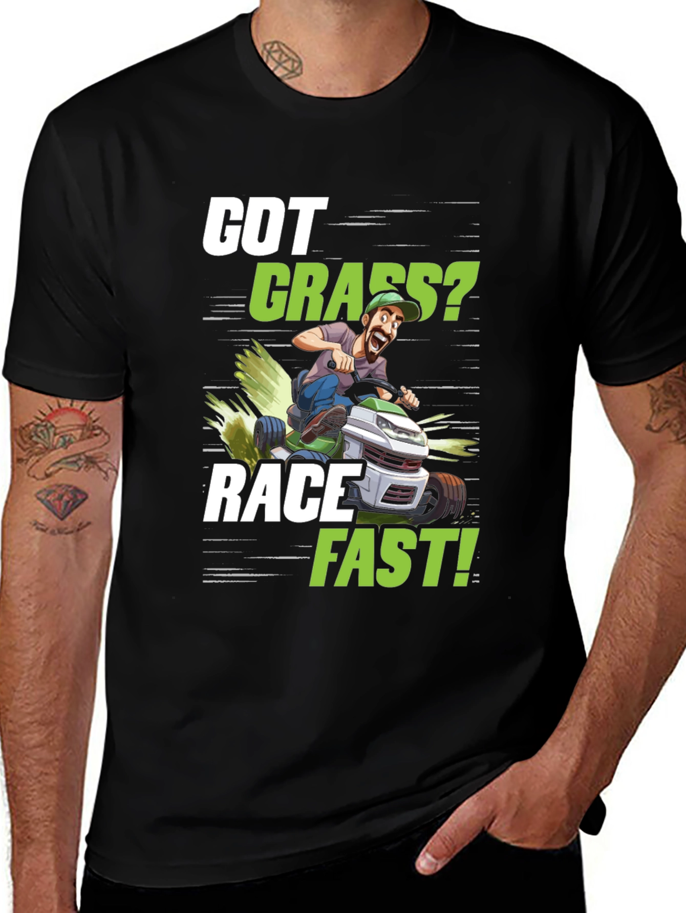 Variant 22 of Got Grass? Funny Lawn Mower Racing T-Shirt
