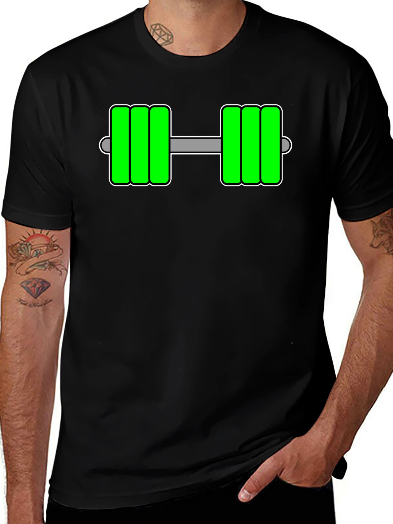 Variant 16 of Green Dumbbell Graphic T-Shirt - Fitness Apparel