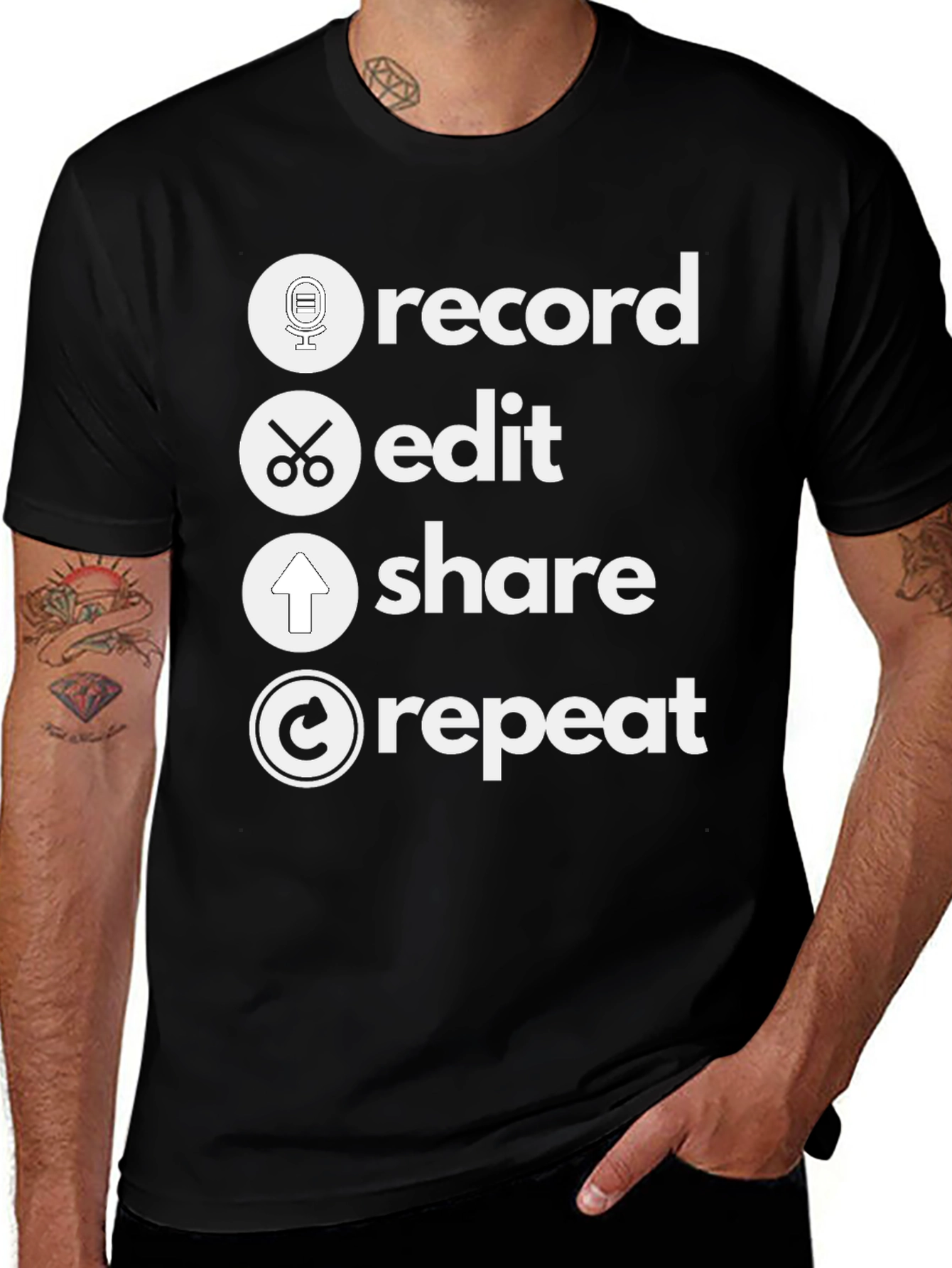 Variant 8 of Record, Edit, Share, Repeat T-Shirt - Musician's Tee