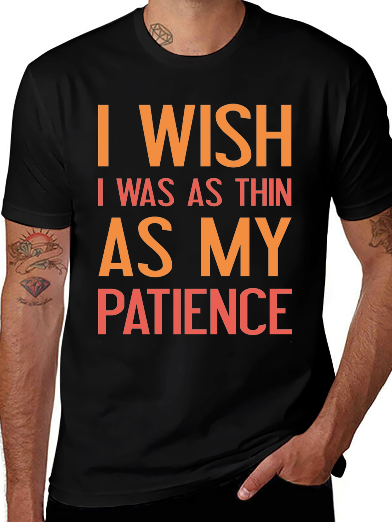 Black Funny I Wish Patience T-Shirt main image