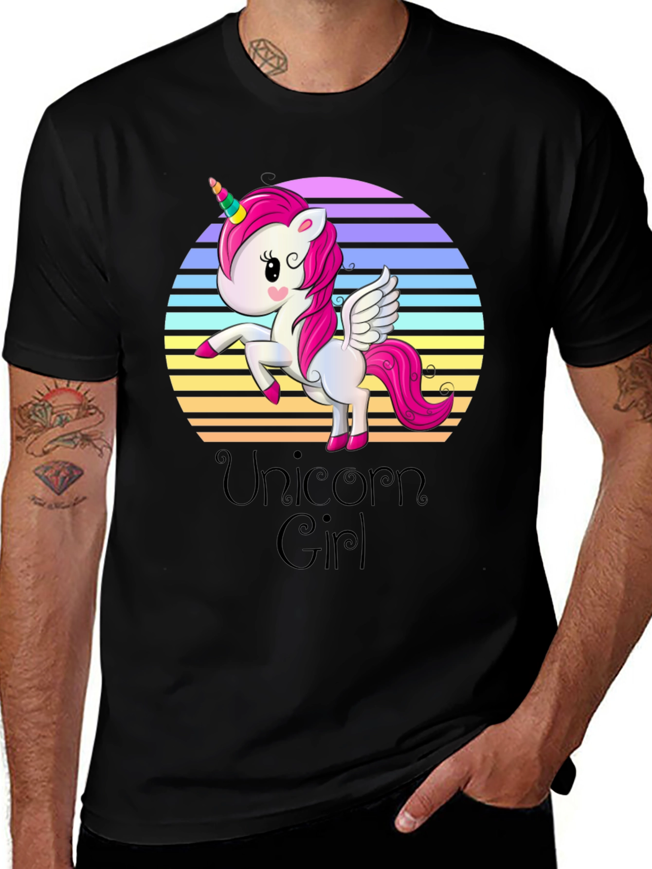 Variant 23 of Unicorn Girl Black T-Shirt