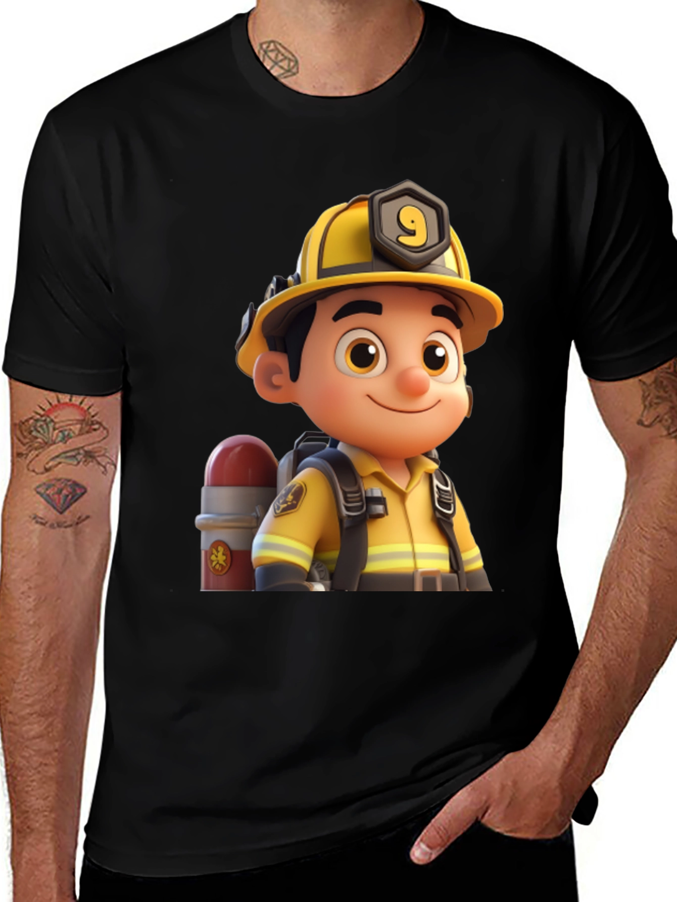 Variant 12 of Cartoon Fireman Graphic Tee