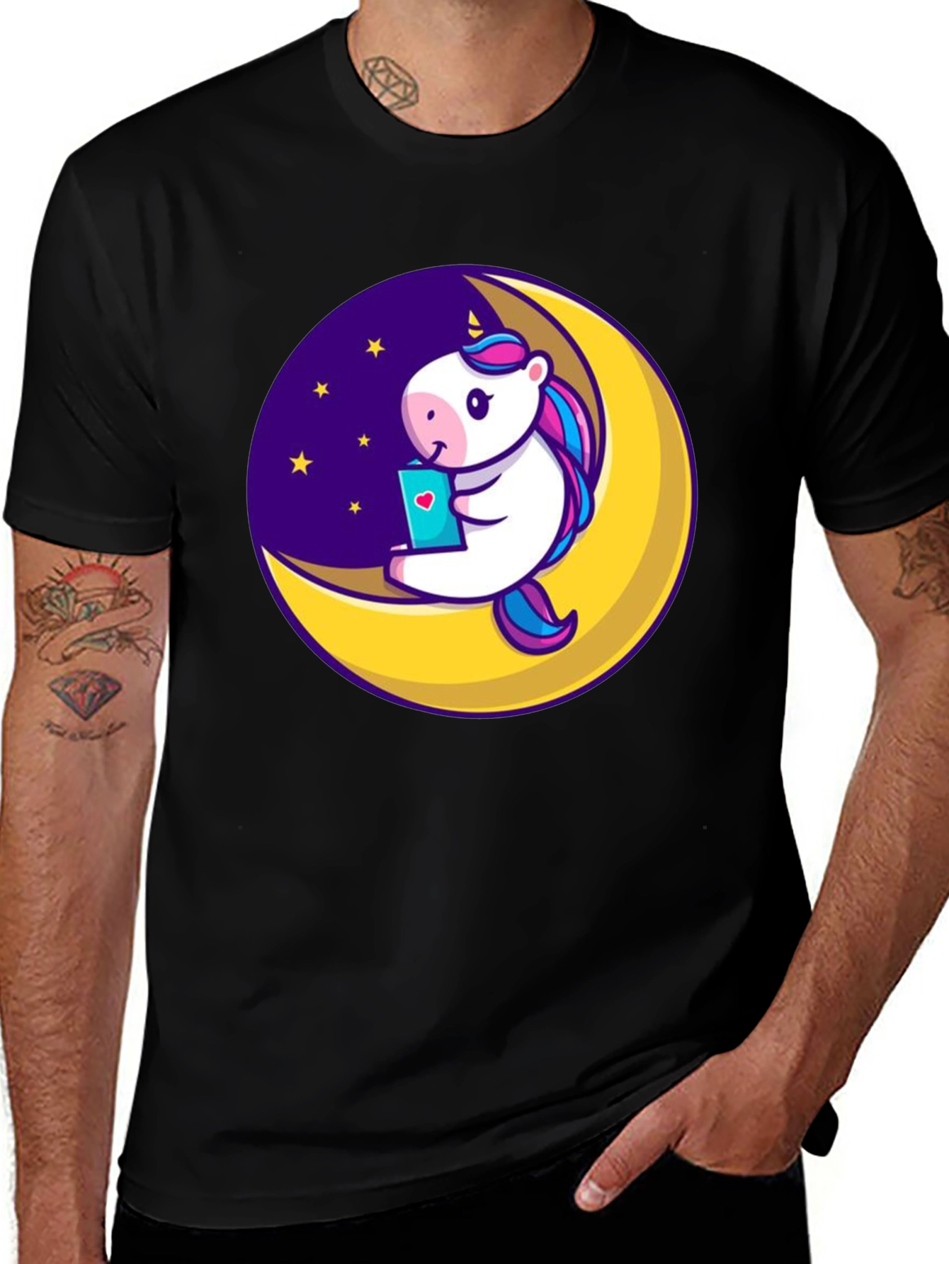 Variant 4 of Unicorn Moon T-Shirt - Cute Cartoon Graphic Tee