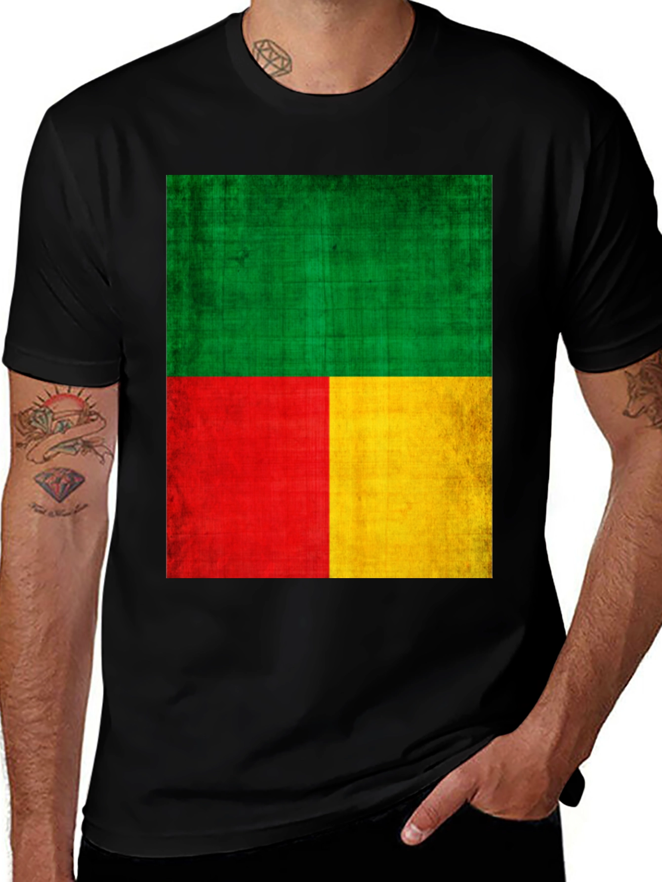 Benin Flag Graphic Tee - Black
