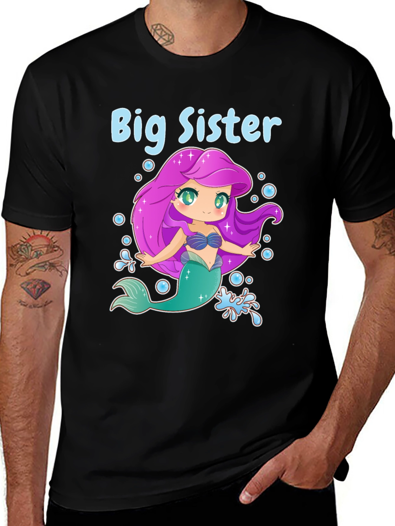 Big Sister Mermaid T-Shirt - Cute Cartoon Design