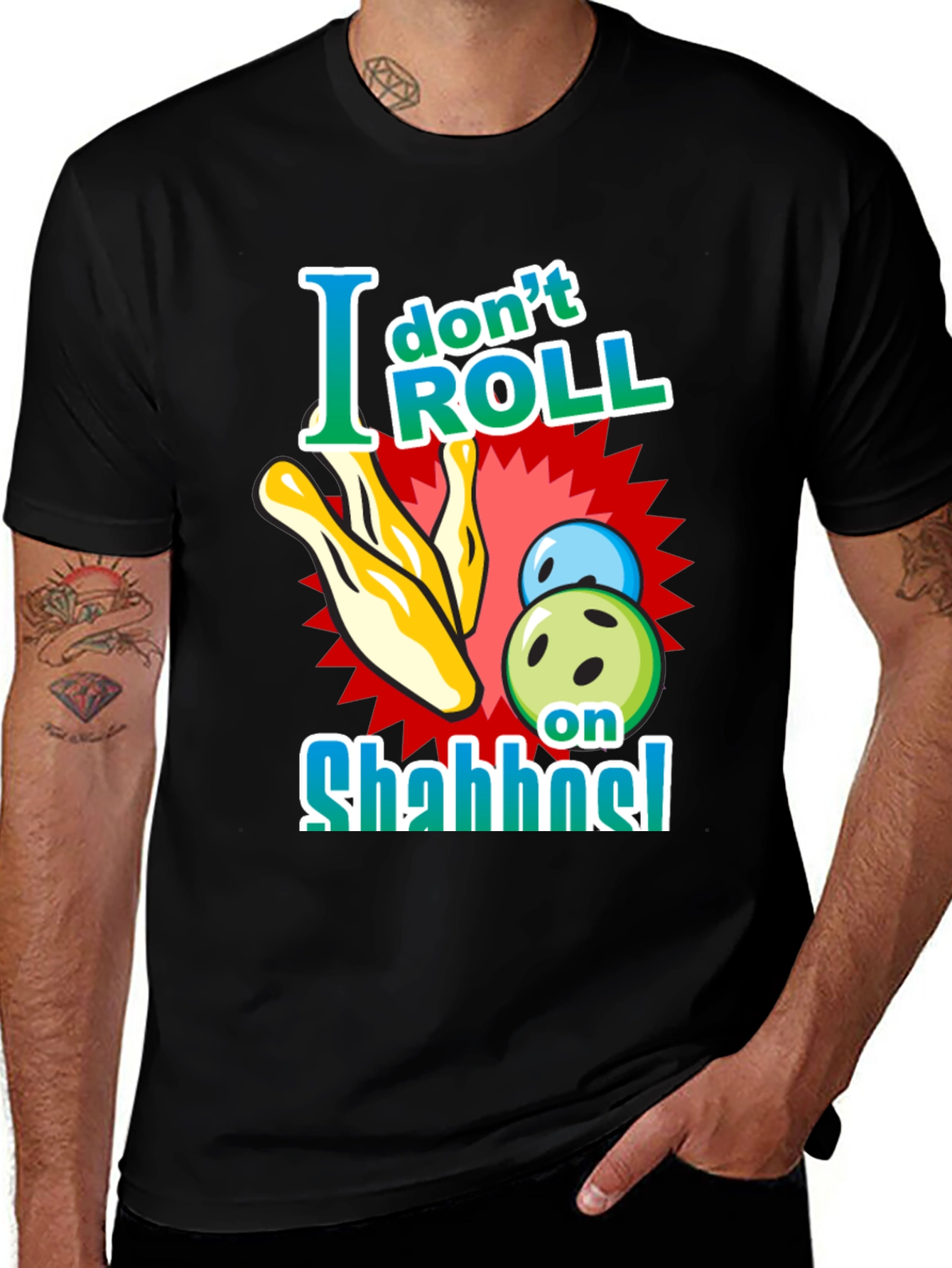 I Don't Roll on Shabbat Black T-Shirt