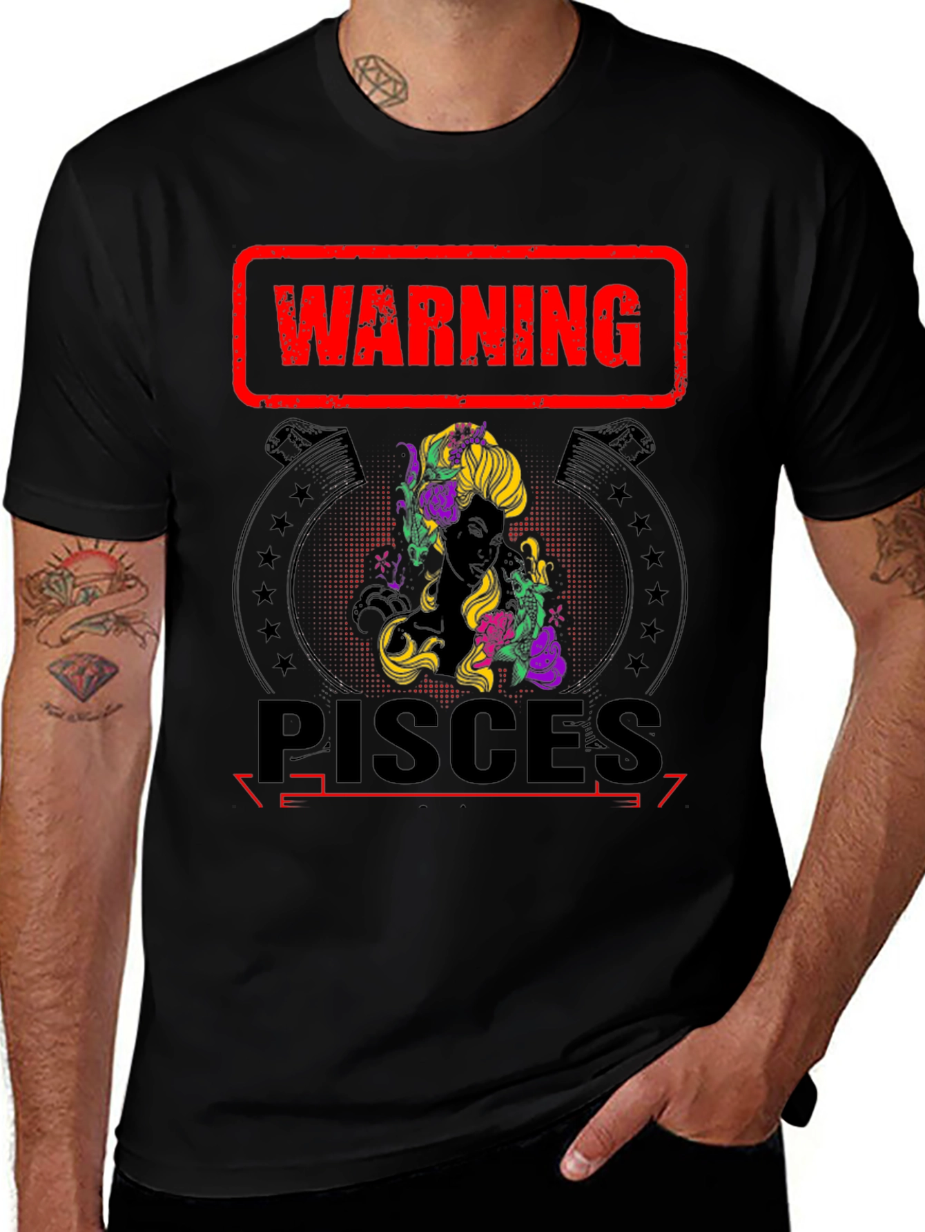 Variant 15 of Warning Pisces Zodiac Graphic T-Shirt