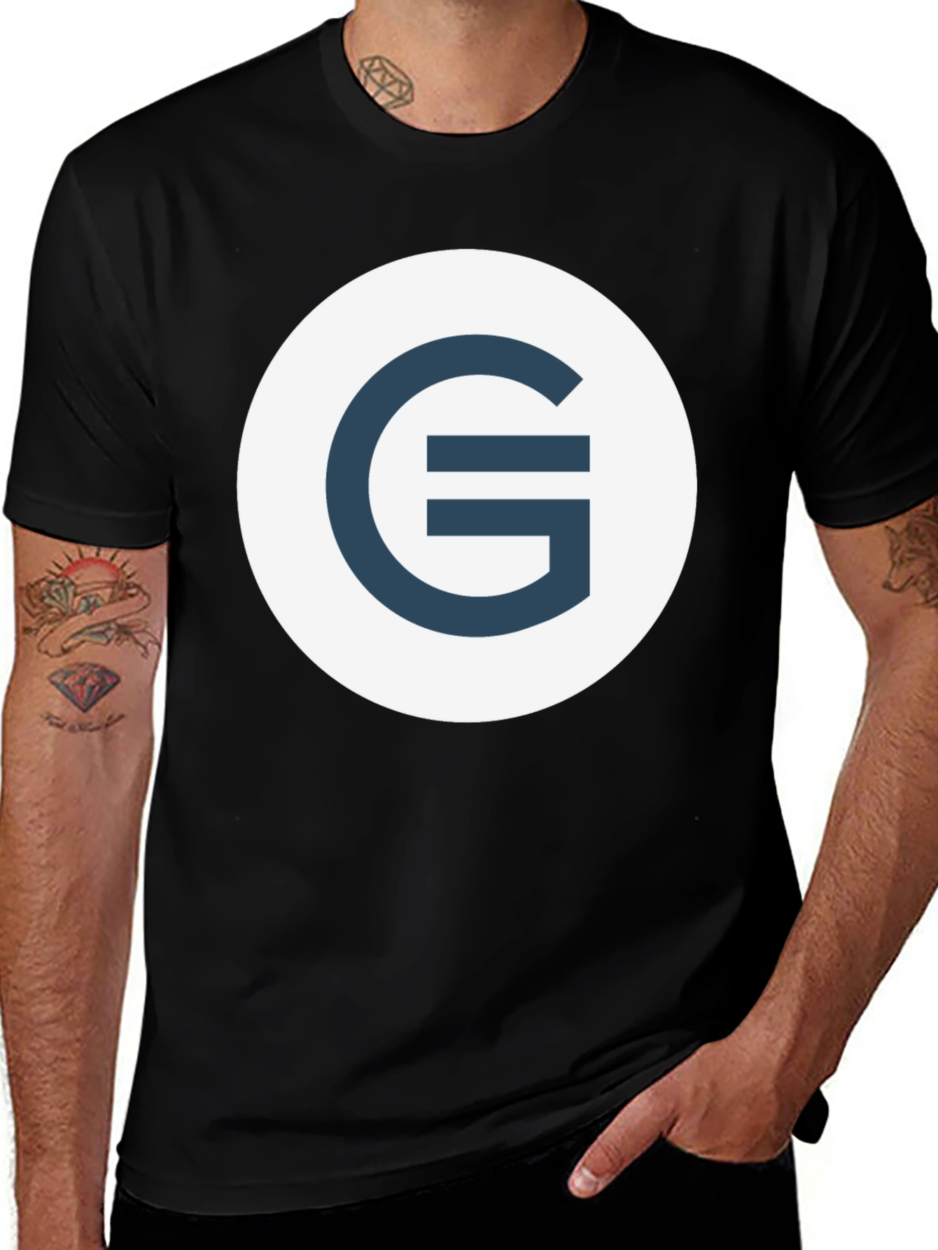 Variant 21 of Modern Logo Graphic Tee - Casual Style Black T-Shirt
