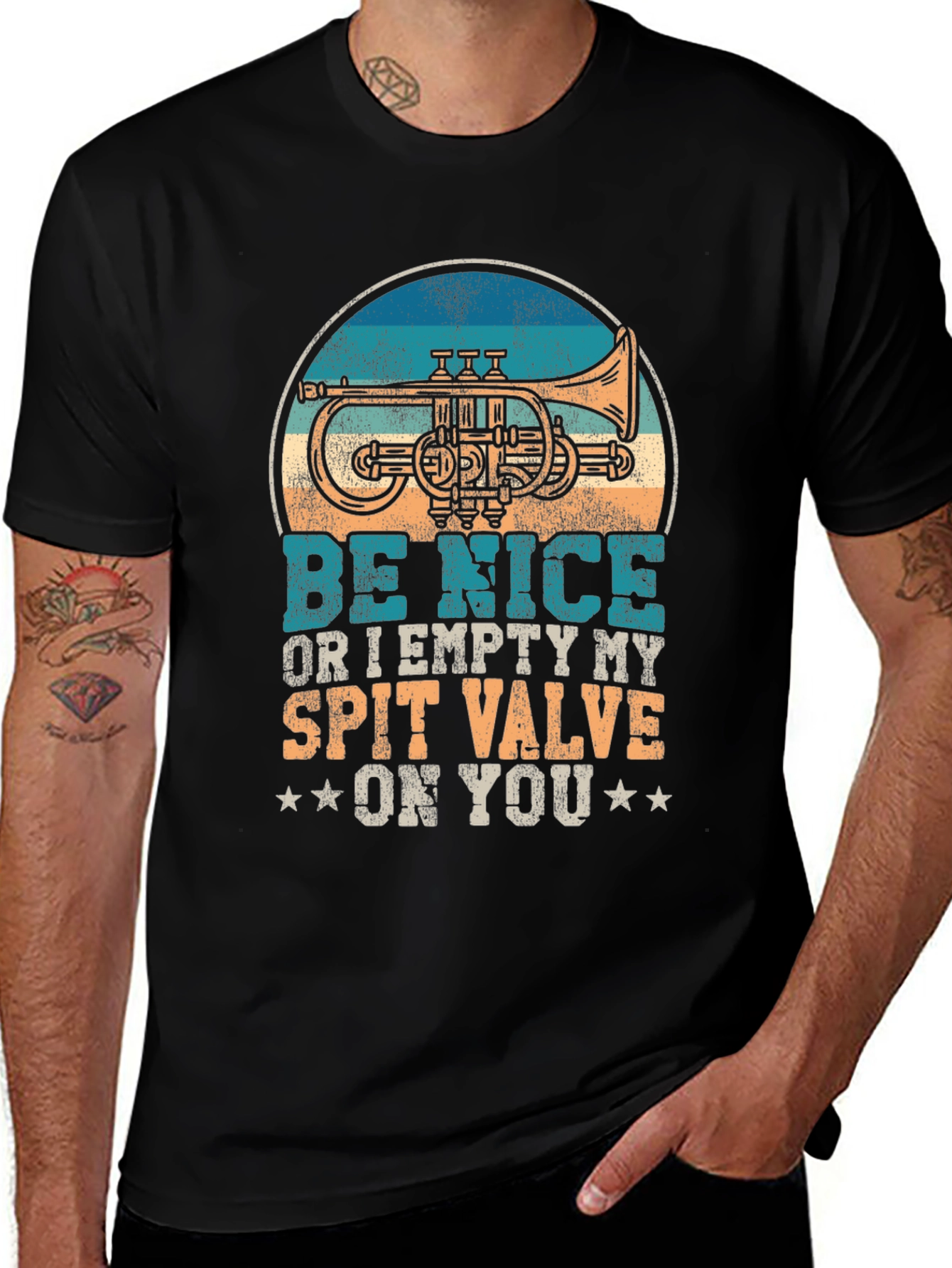 Variant 5 of Be Nice or Empty My Spit Valve Trumpet T-Shirt