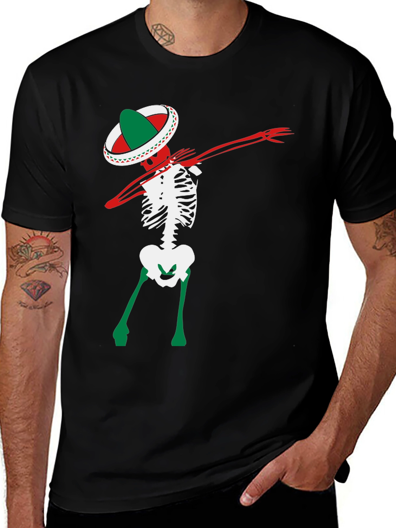 Variant 6 of Dabbing Skeleton Sombrero Tee - Fiesta Time!
