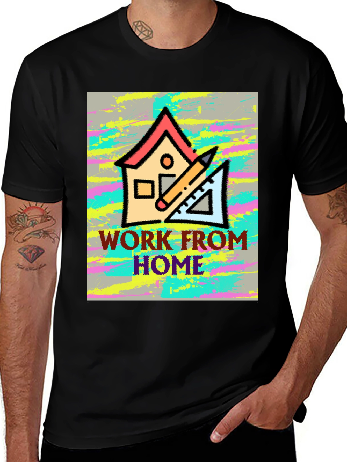 Variant 22 of Work From Home Graphic Tee - Black Cotton Blend