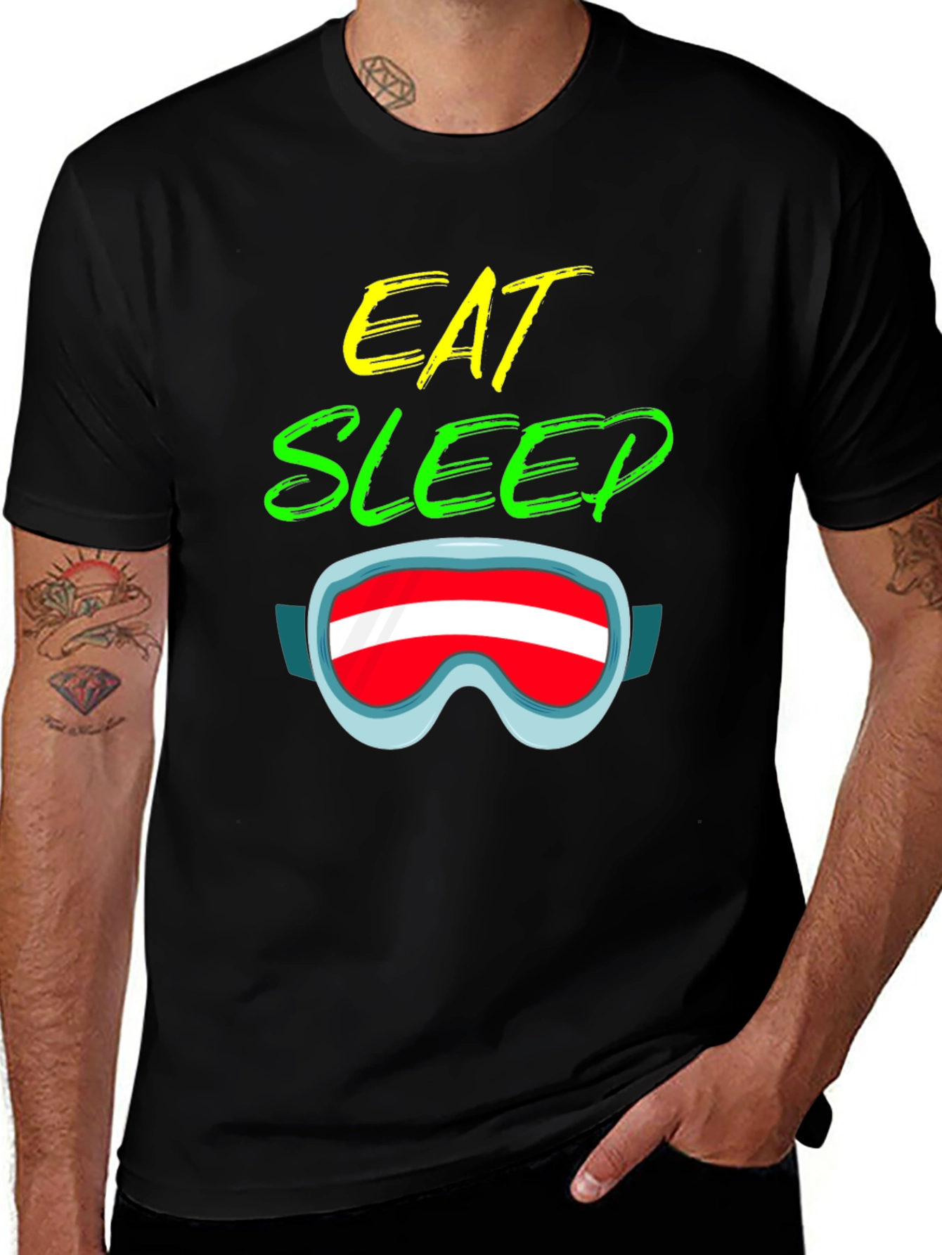 Variant 20 of Eat Sleep Ski Goggles Graphic T-Shirt - Unisex