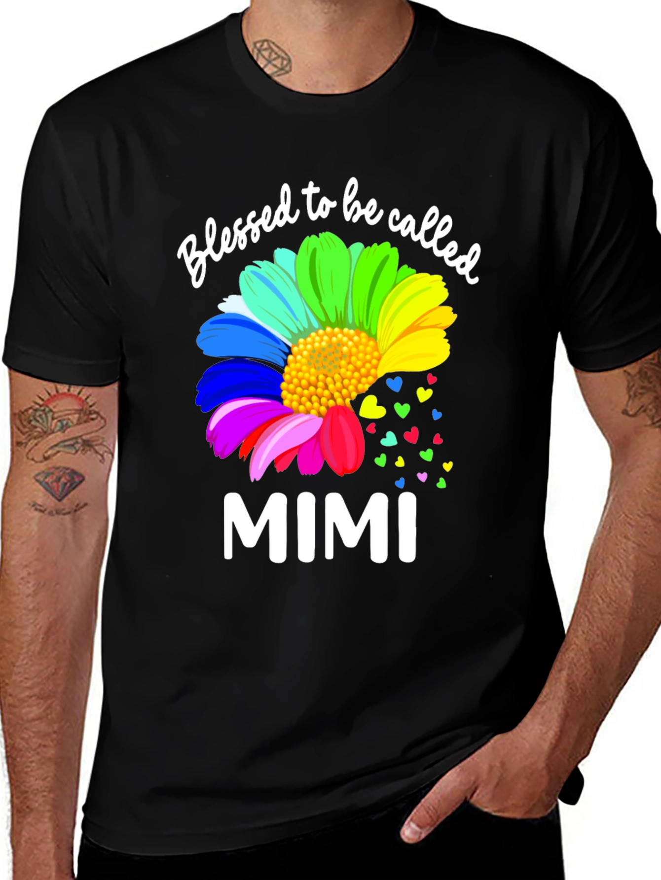 Blessed to Be Called Mimi Rainbow Flower T-Shirt