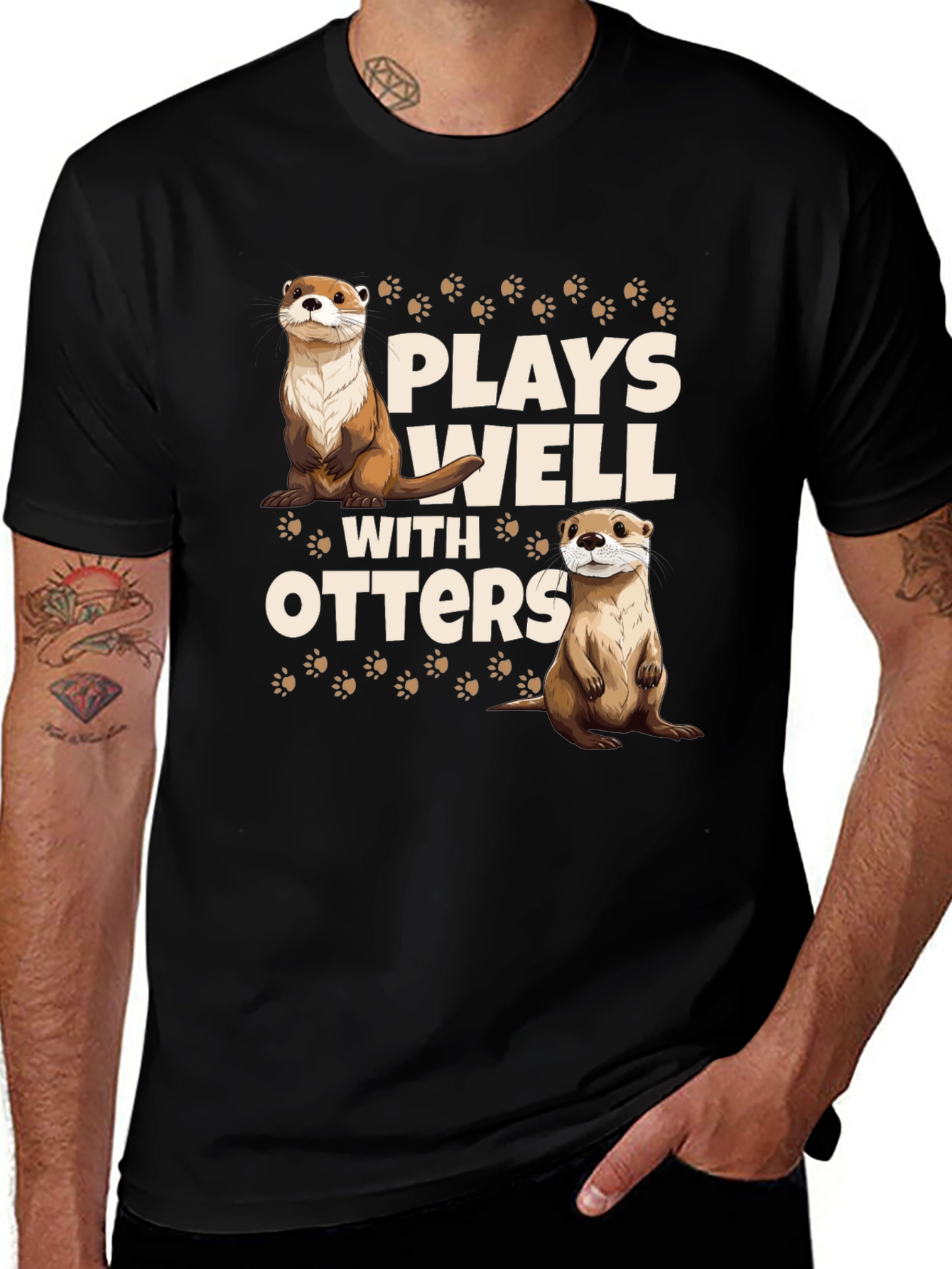 Variant 5 of Plays Well With Otters Black T-Shirt