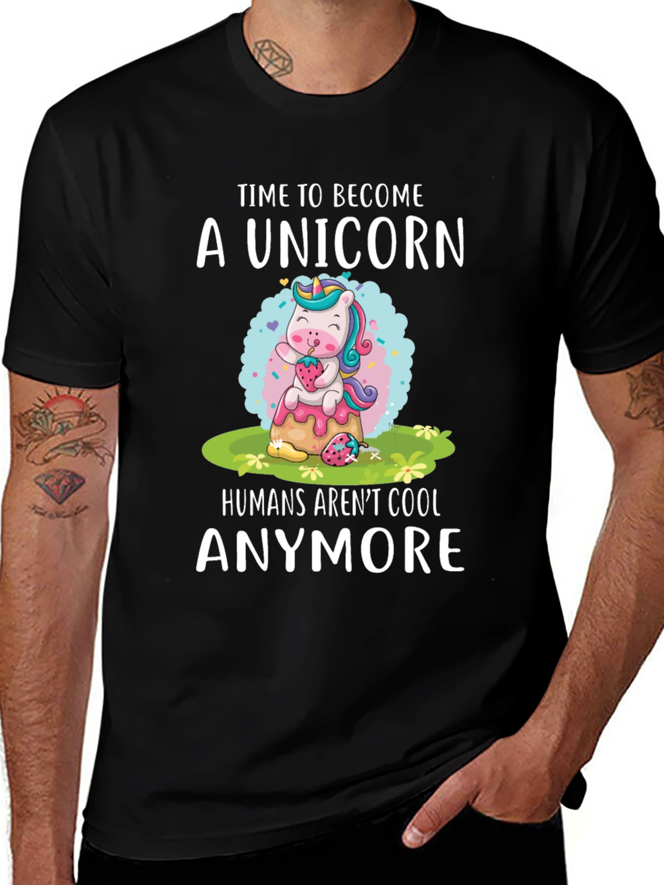 Variant 29 of Unicorn Graphic T-Shirt - Humans Aren't Cool Anymore