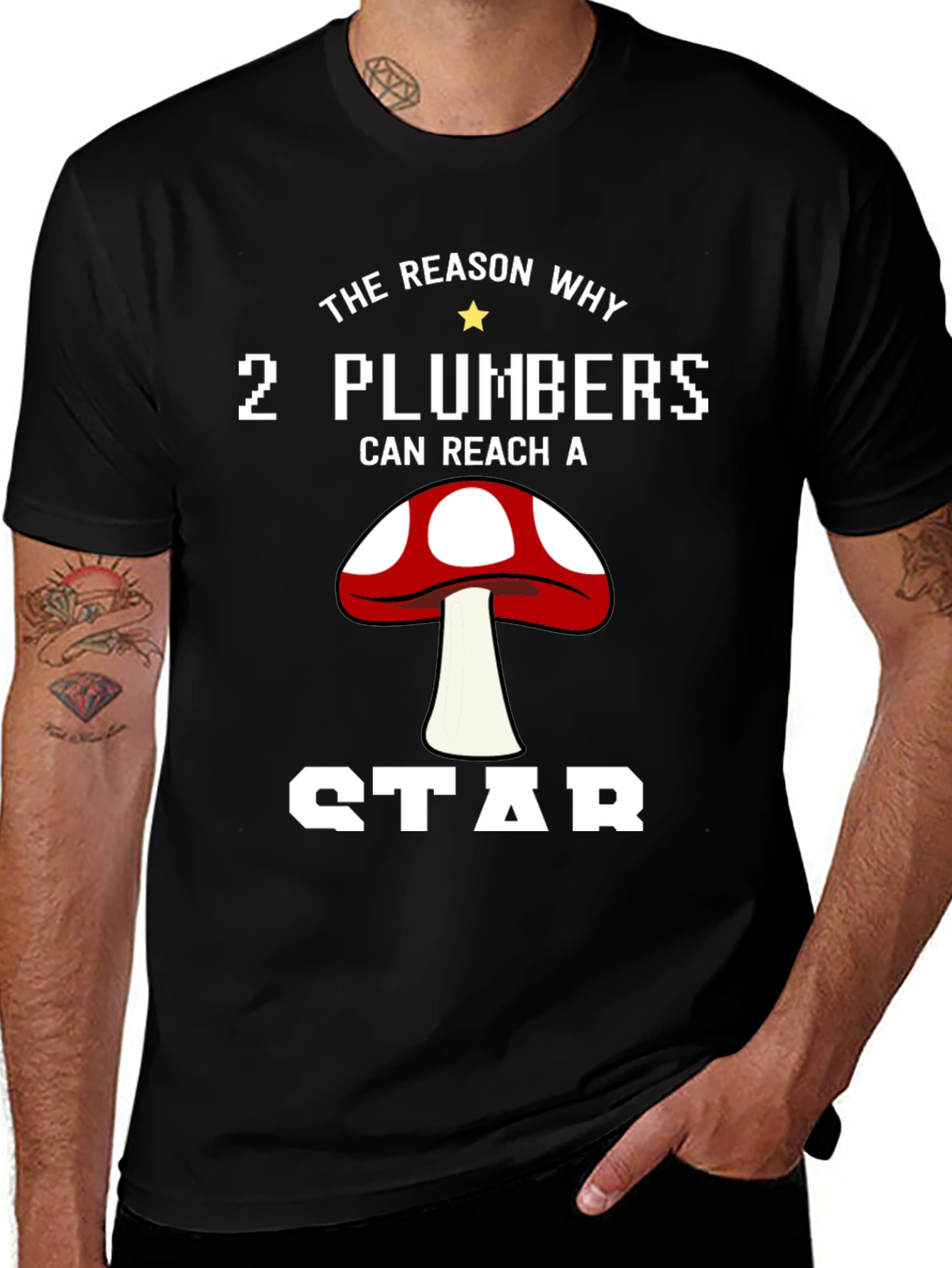 Variant 20 of Funny Plumber Mushroom Star T-Shirt