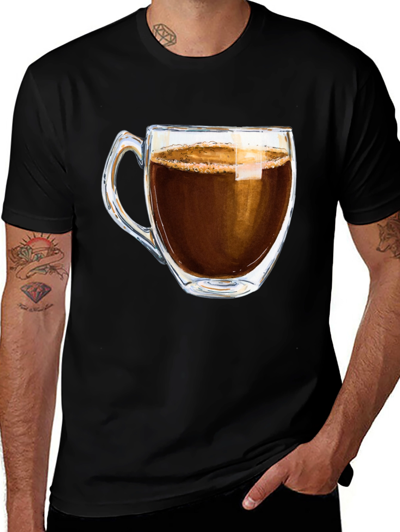 Variant 20 of Coffee Cup Graphic Tee - Black Casual T-Shirt