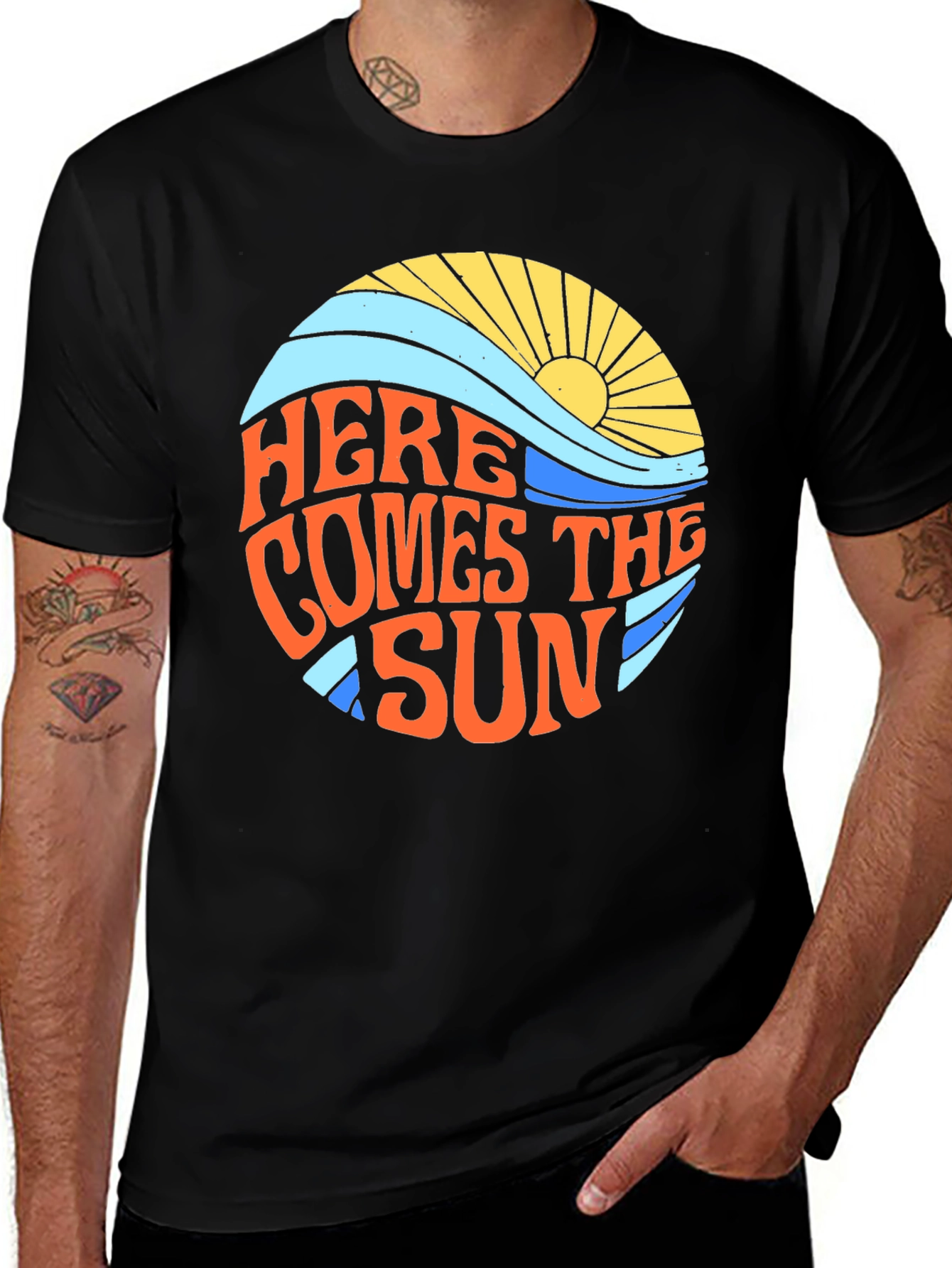 Variant 16 of Here Comes The Sun Graphic Tee - Retro Vibes
