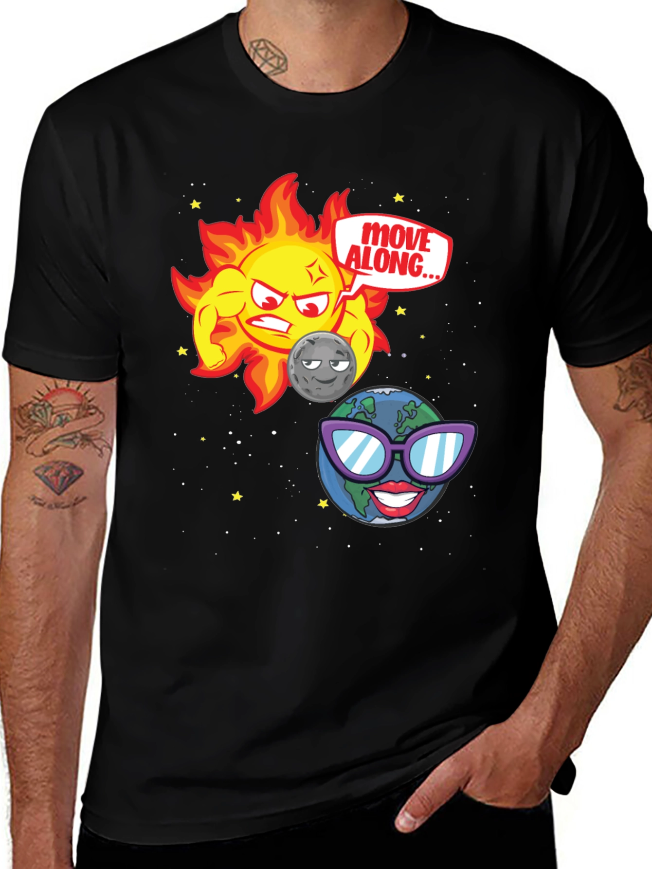 Variant 22 of Cartoon Graphic T-Shirt: Sun, Moon, Earth