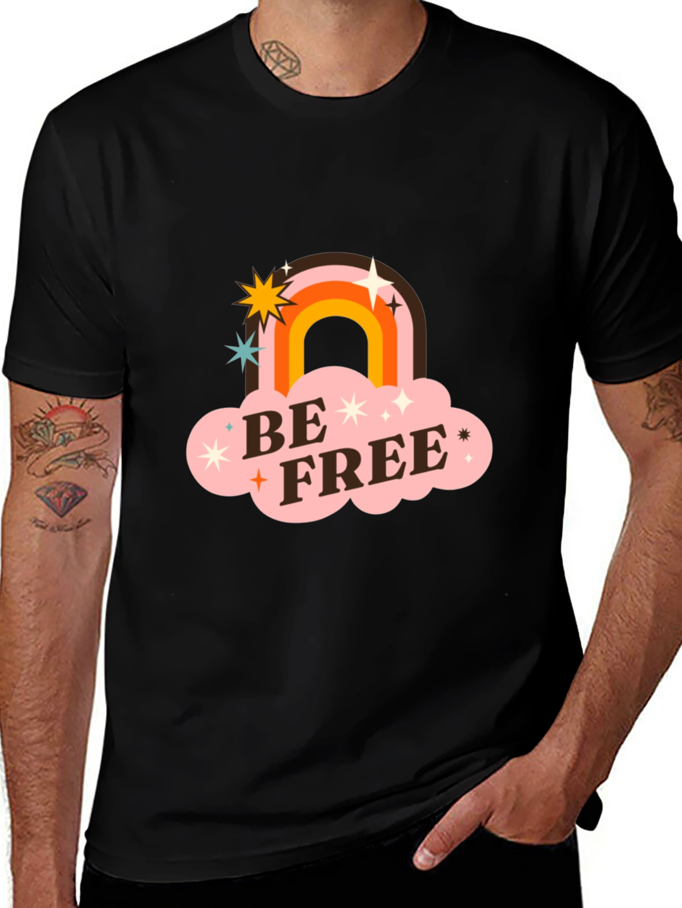 Variant 3 of Be Free Retro Rainbow Graphic Tee