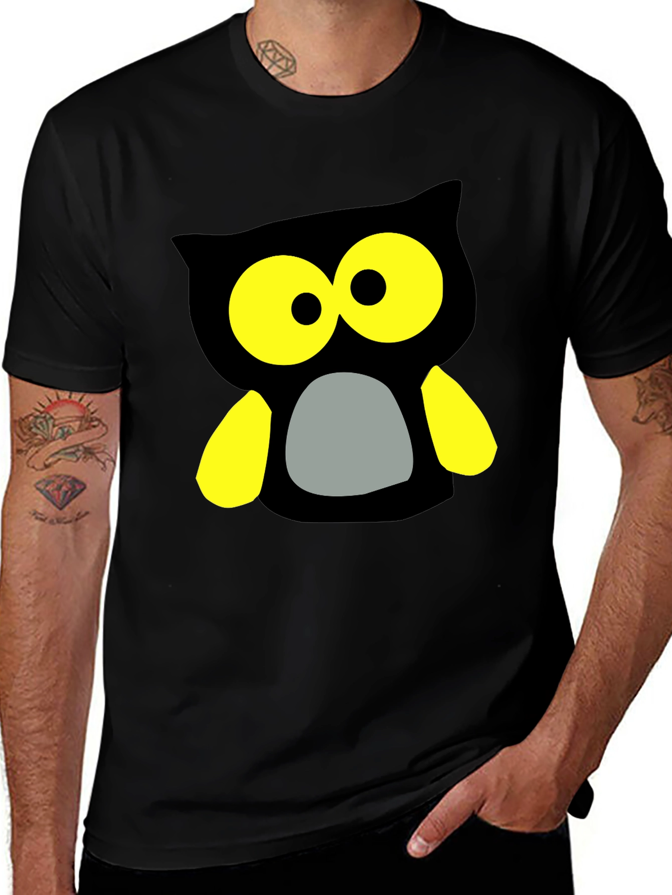 Variant 18 of Owl Graphic Black T-Shirt