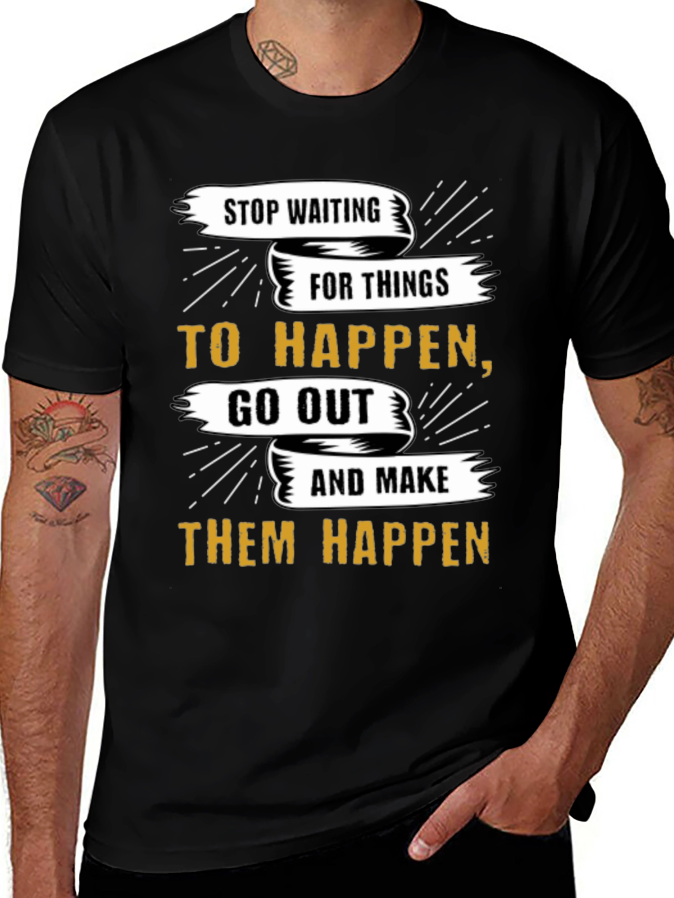 Variant 28 of Motivational Graphic T-Shirt - Stop Waiting