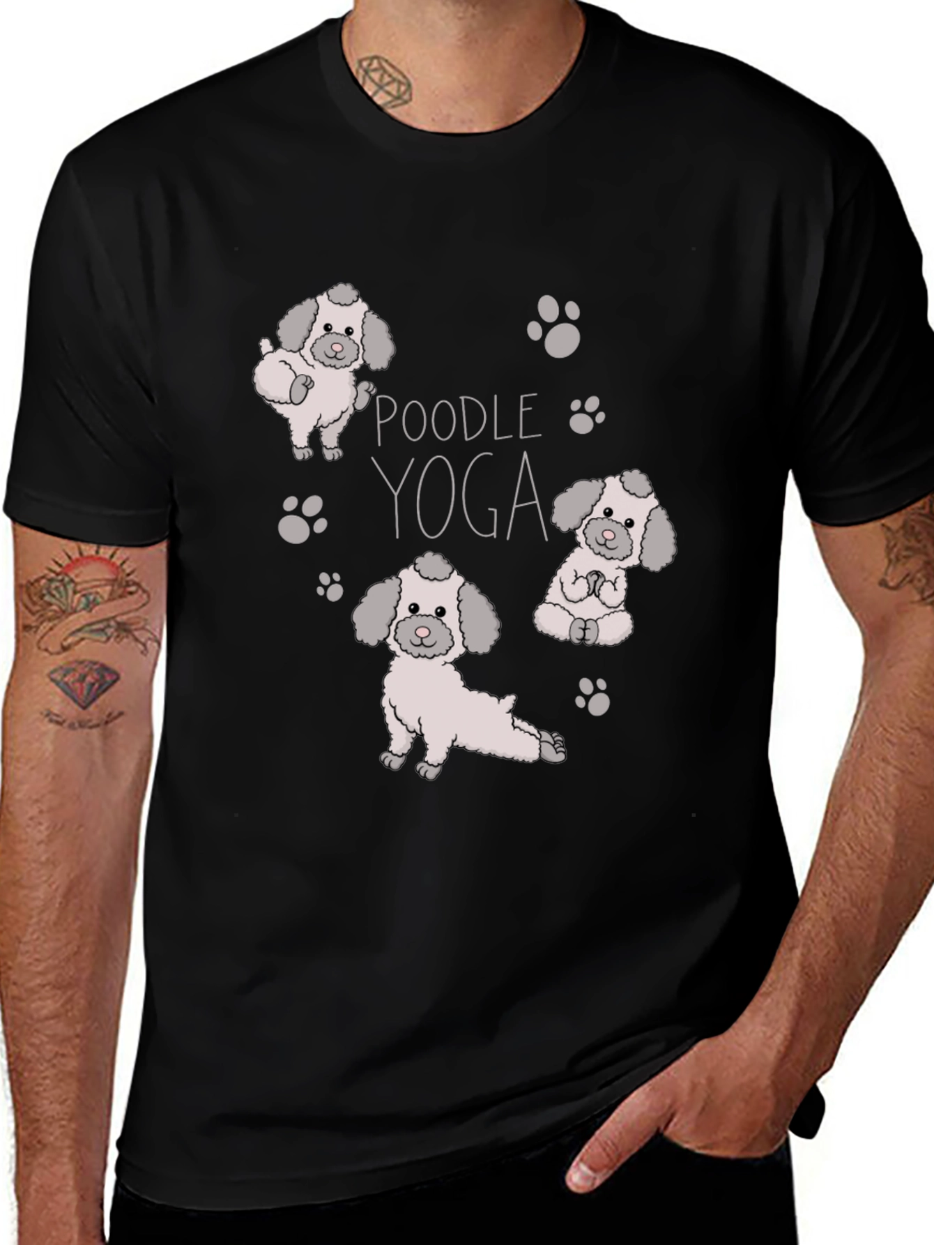Variant 3 of Poodle Yoga Graphic Tee - Cute Cartoon Design